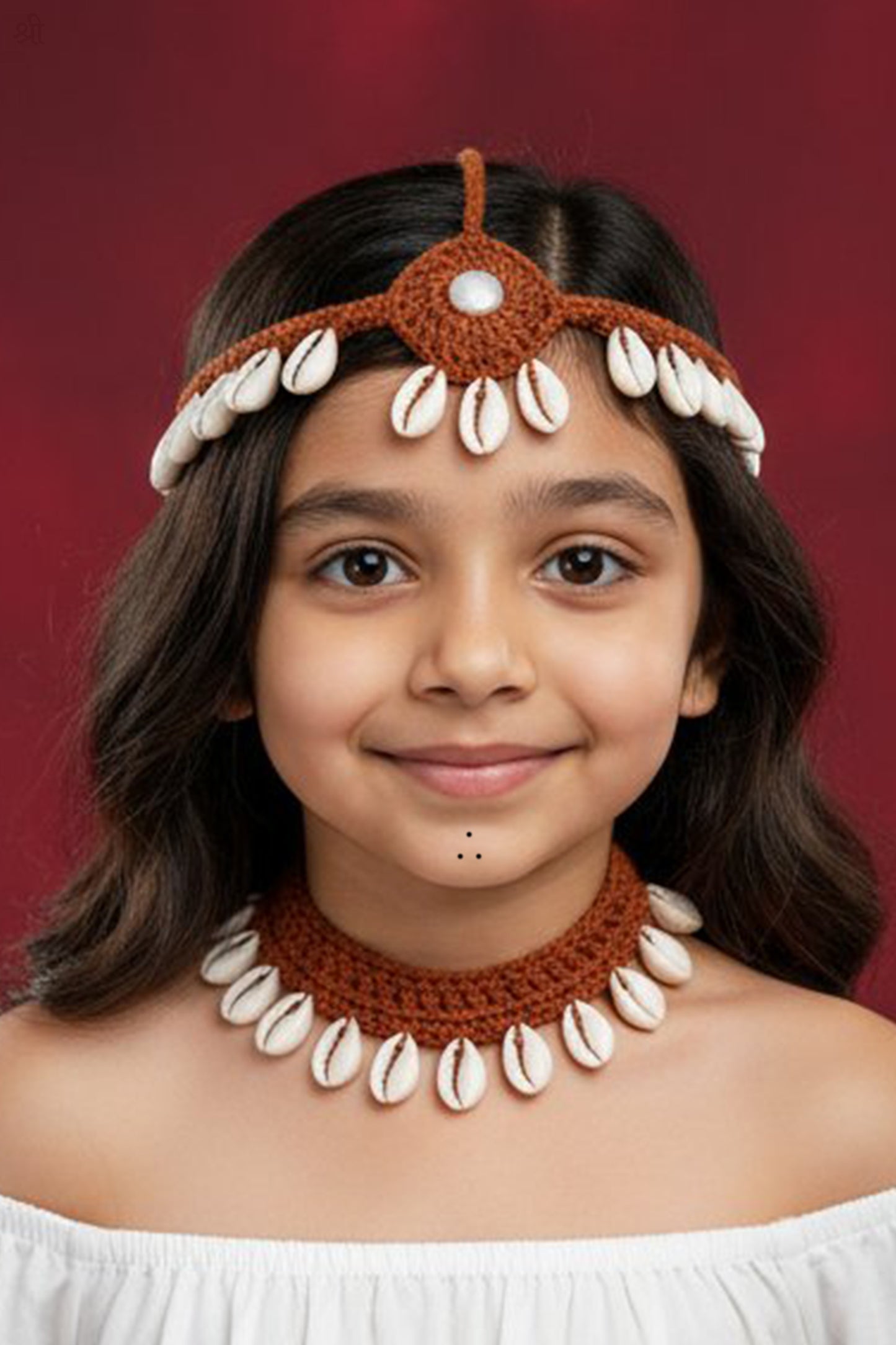 Little Carrot Handmade Crochet Coin Jewelry Set for Girls - Earthy Brown