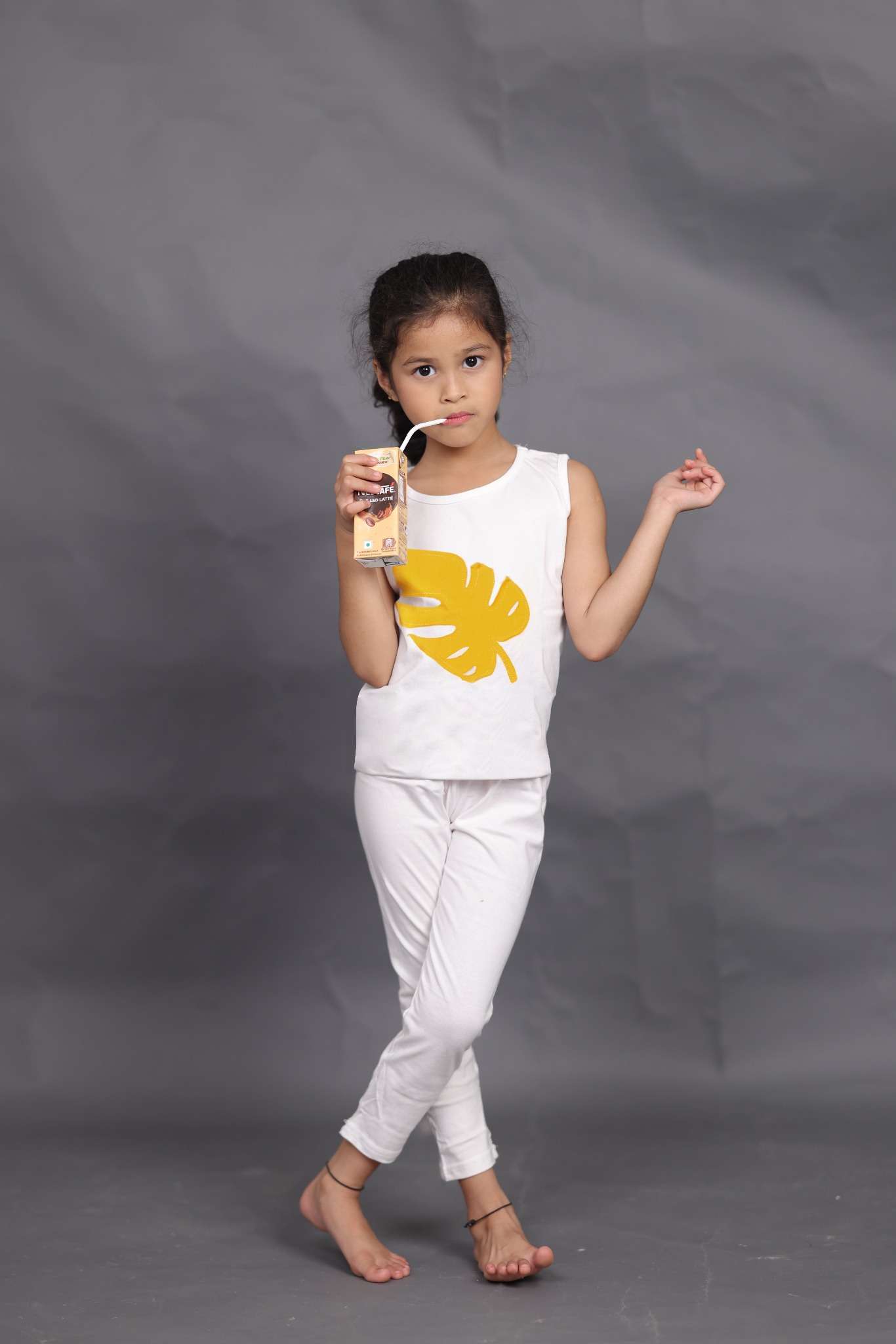 Girls Vest with Leaf Applique