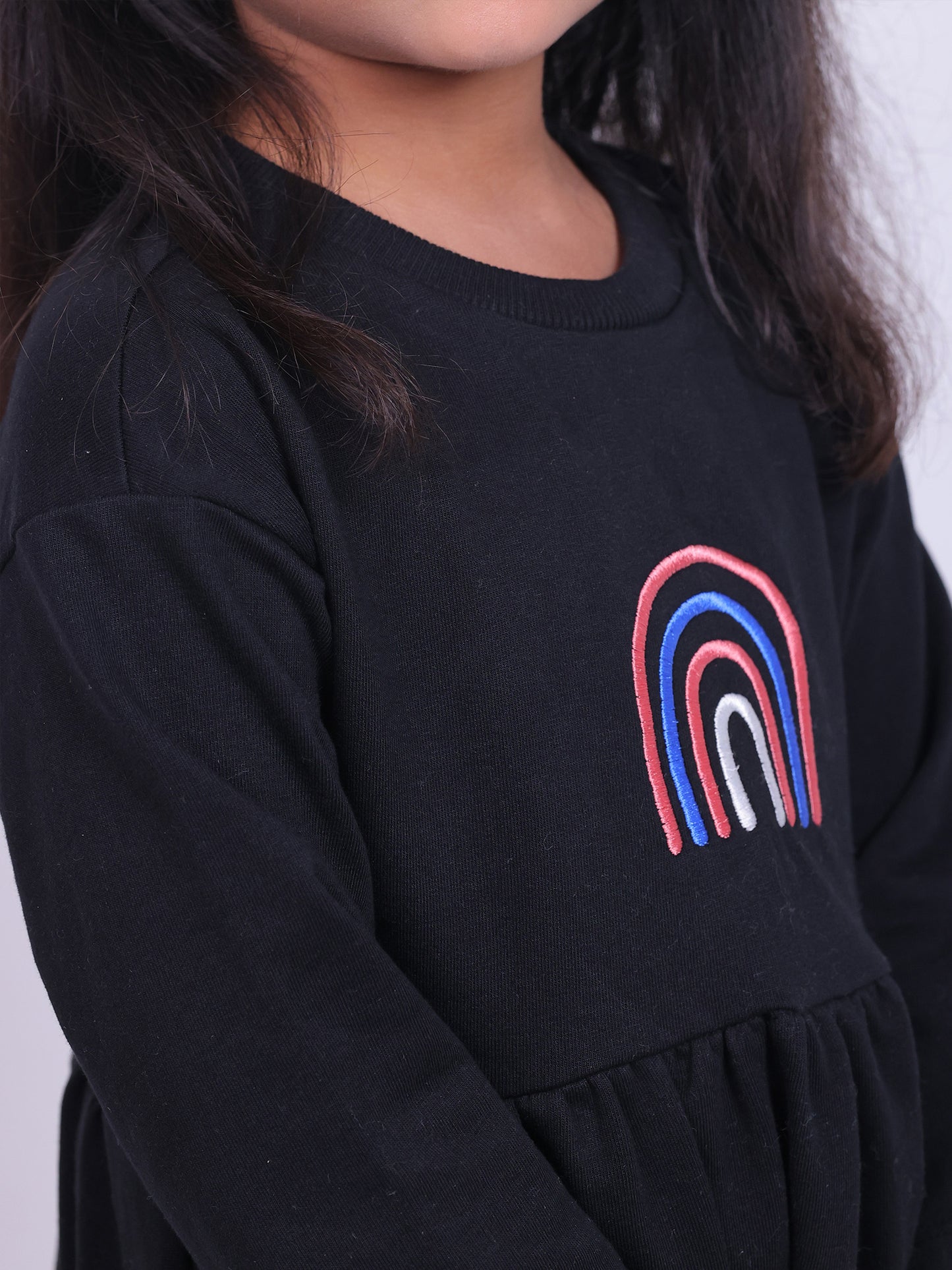 Little Carrot Girls Fine Knits Printed Dress Copy, , premium kids' wear for girls, size 7-8-years.