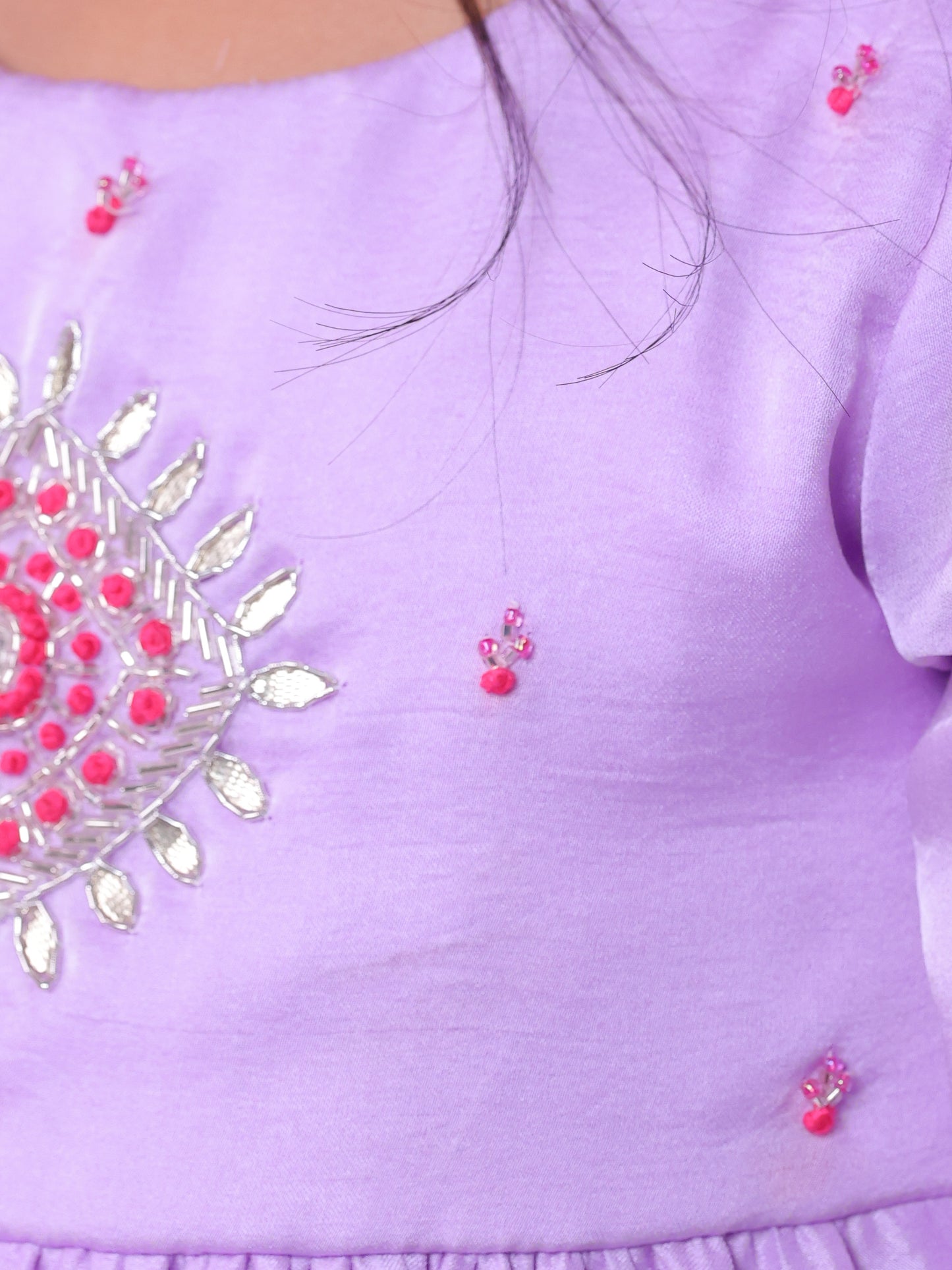 Little Carrot Girls Hand Embroidered Kurta Set With Dhoti Pants Copy, , premium kids' wear for girls, size 8-9-years.