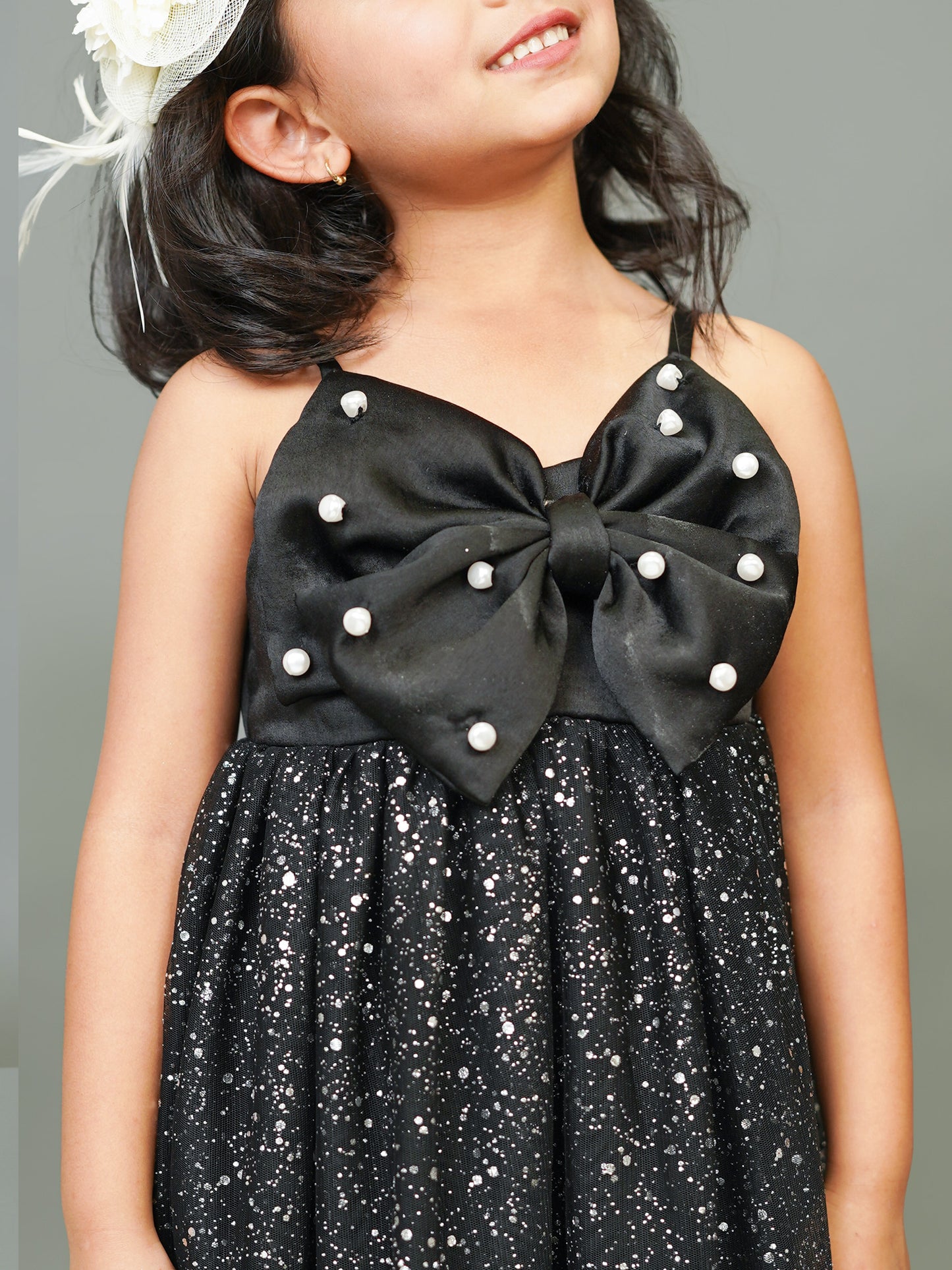 Little Carrot Pearl Embellished Satin Partywear Dress Copy, , premium kids' wear for girls, size 4-5-years.