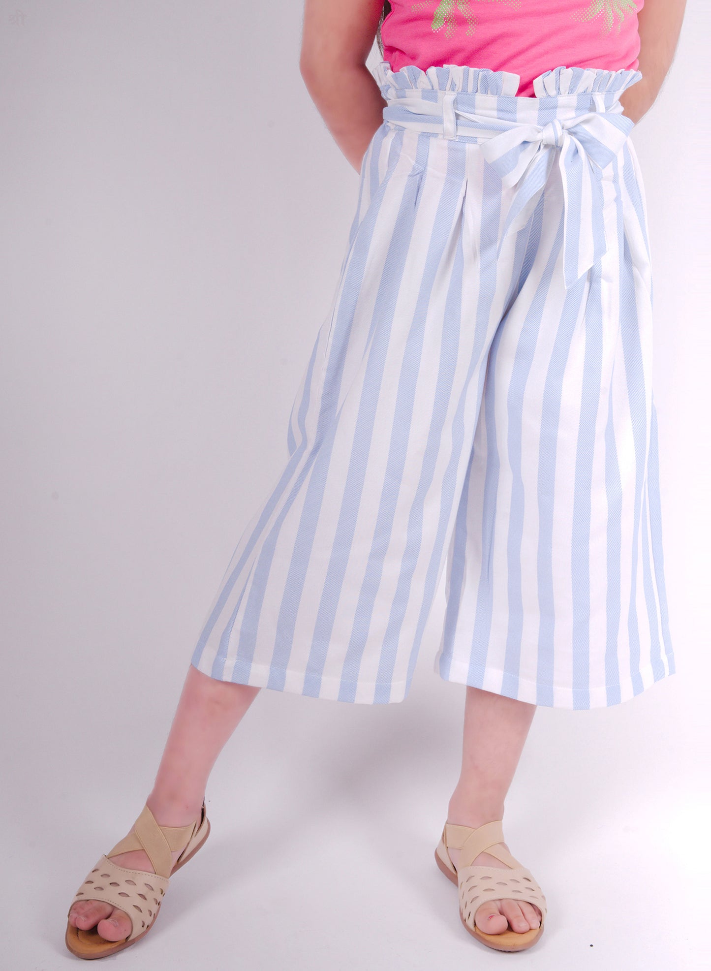 Little Carrot Soft Cotton Striped Culottes, , premium kids' wear for girls, size 8-9-years.