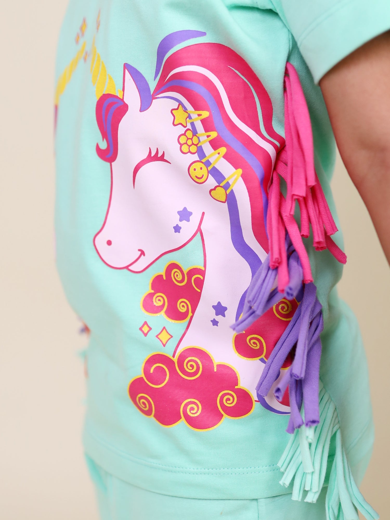 Little Carrot 2 Pc Cotton Unicorn Themed Clothing Set, , premium kids' wear for girls, size 5-6-years.