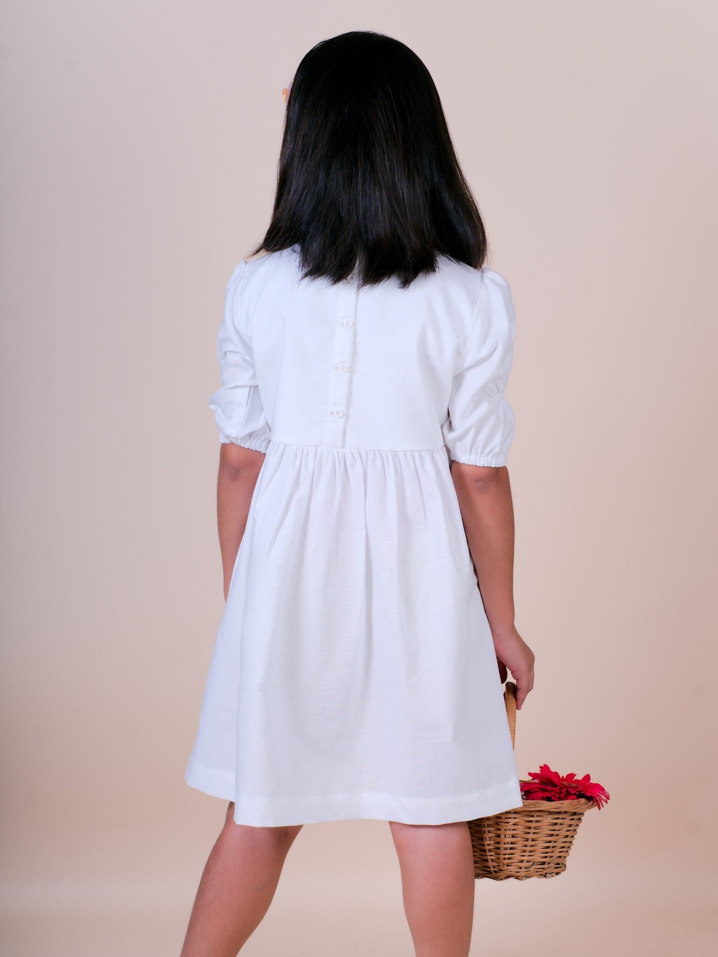 White Boho Embroidery Pure Cotton Dress