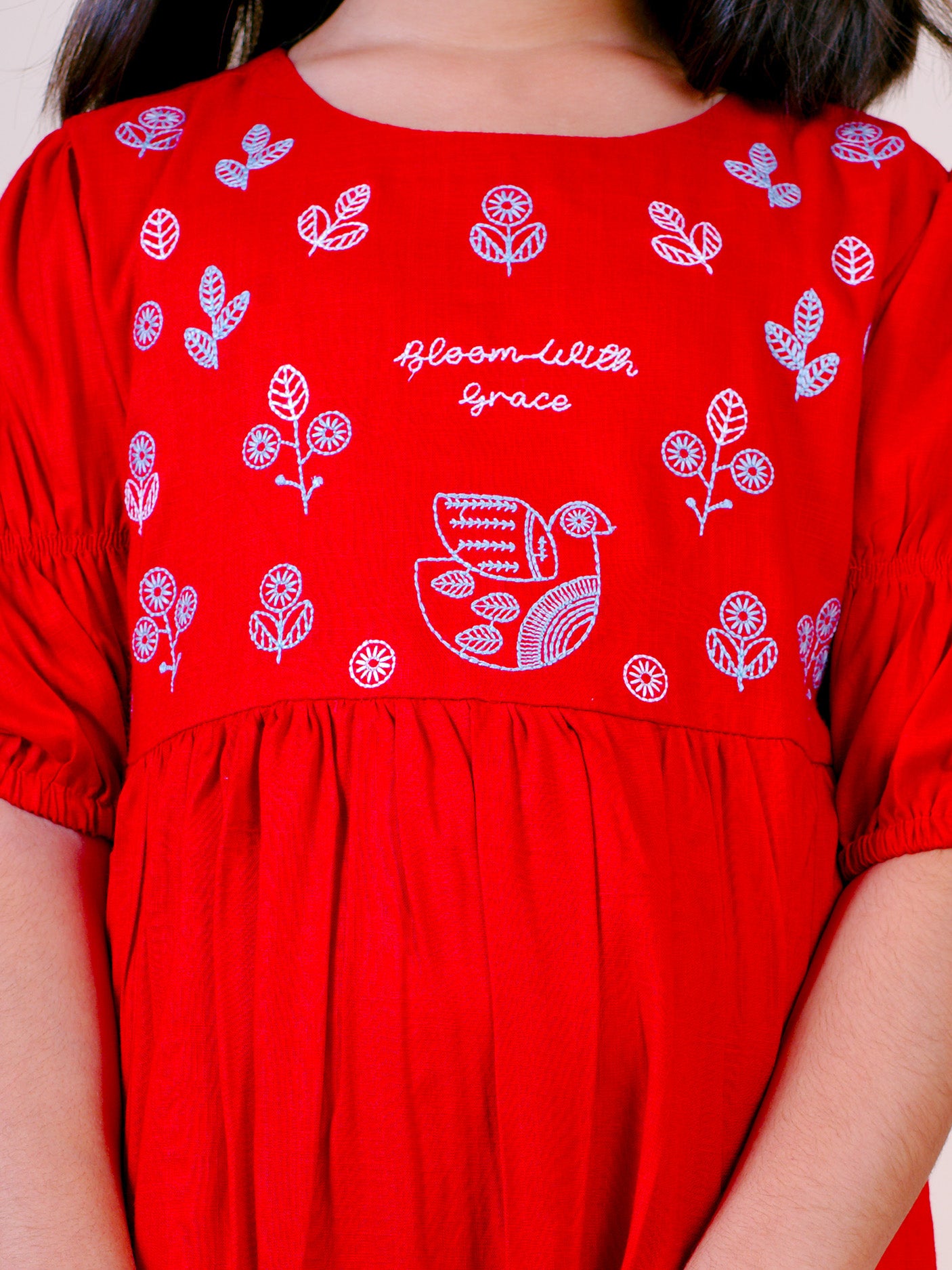 Everyday Boho Embroidery Dress for Girls - Premium Rayon Casual Wear