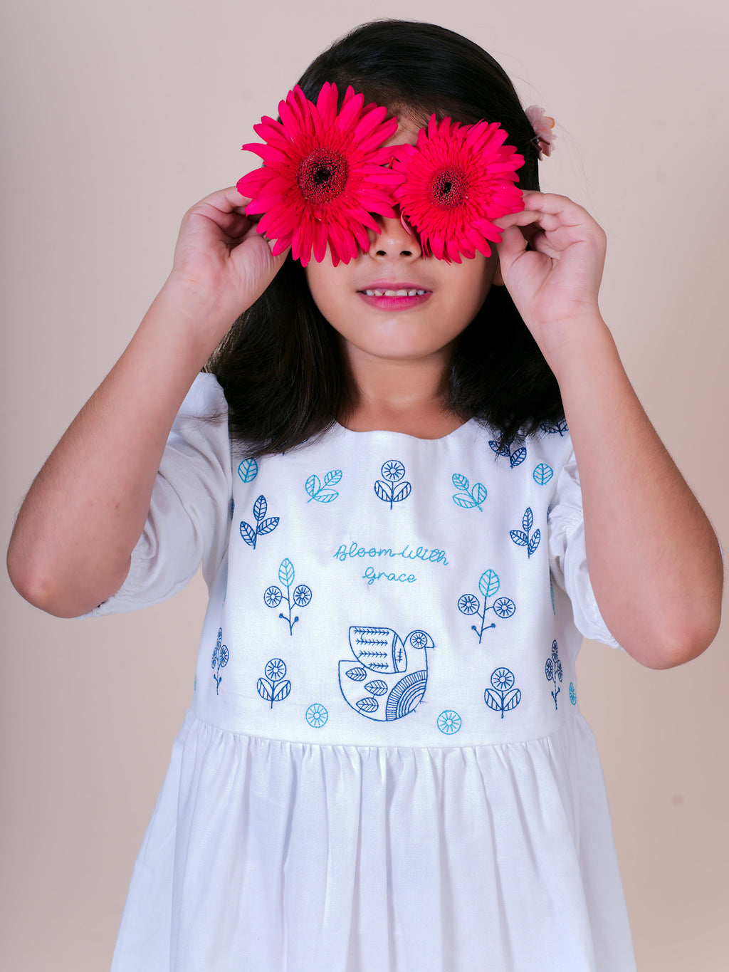 White Boho Embroidery Pure Cotton Dress