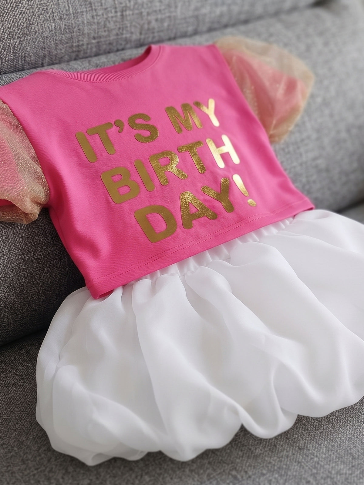 Flat Shoot of Birthday Co-ord from Pink Skies Collection by Little Carrot