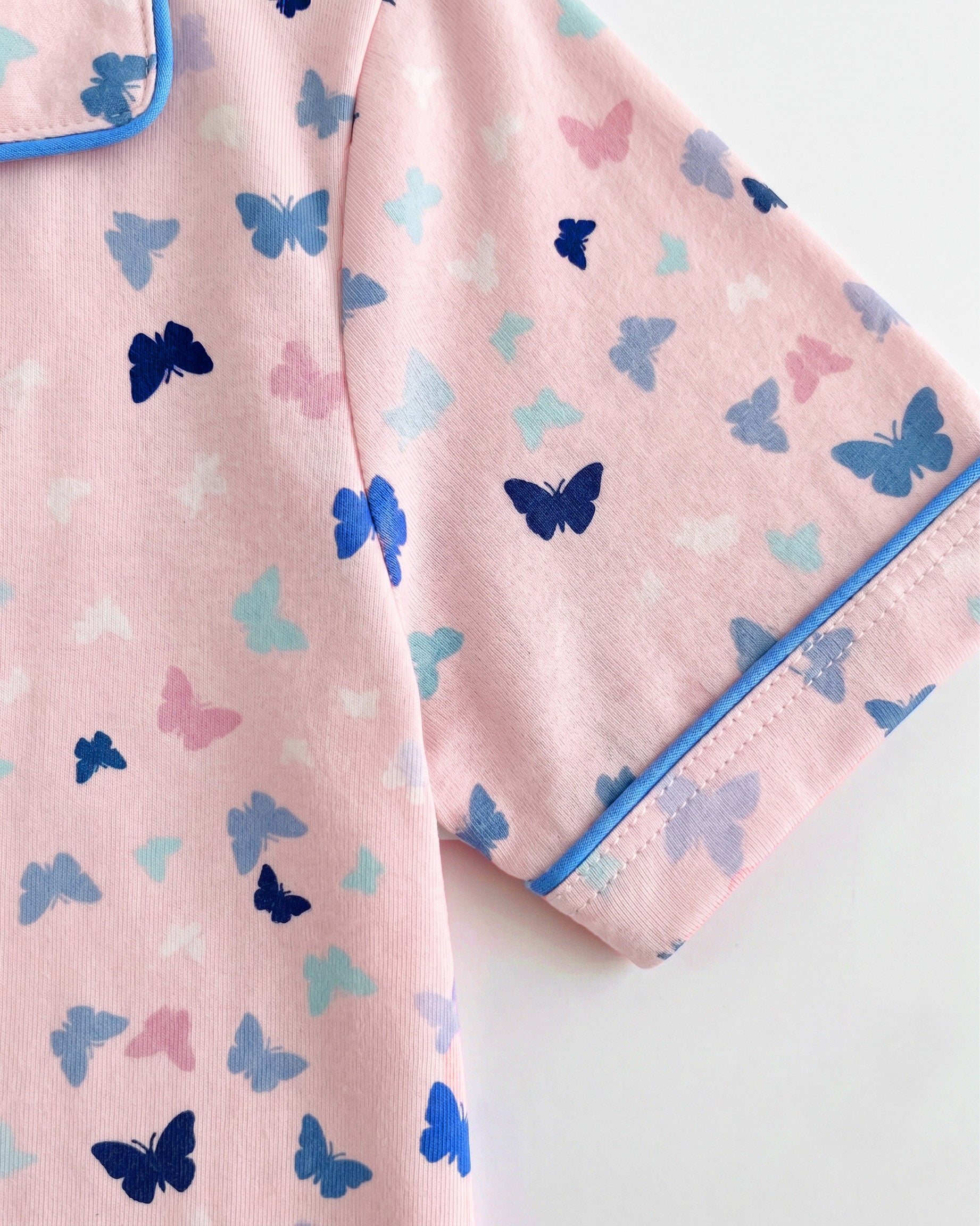 Fabric Detailing shot of Little Carrot Butterfly printed Night Suit