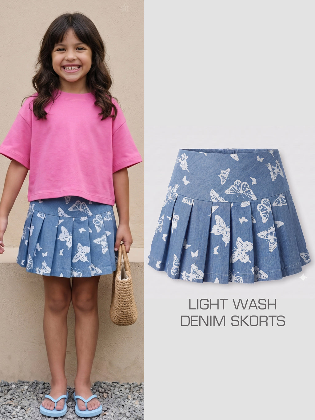 Denim Skirt - Butterfly