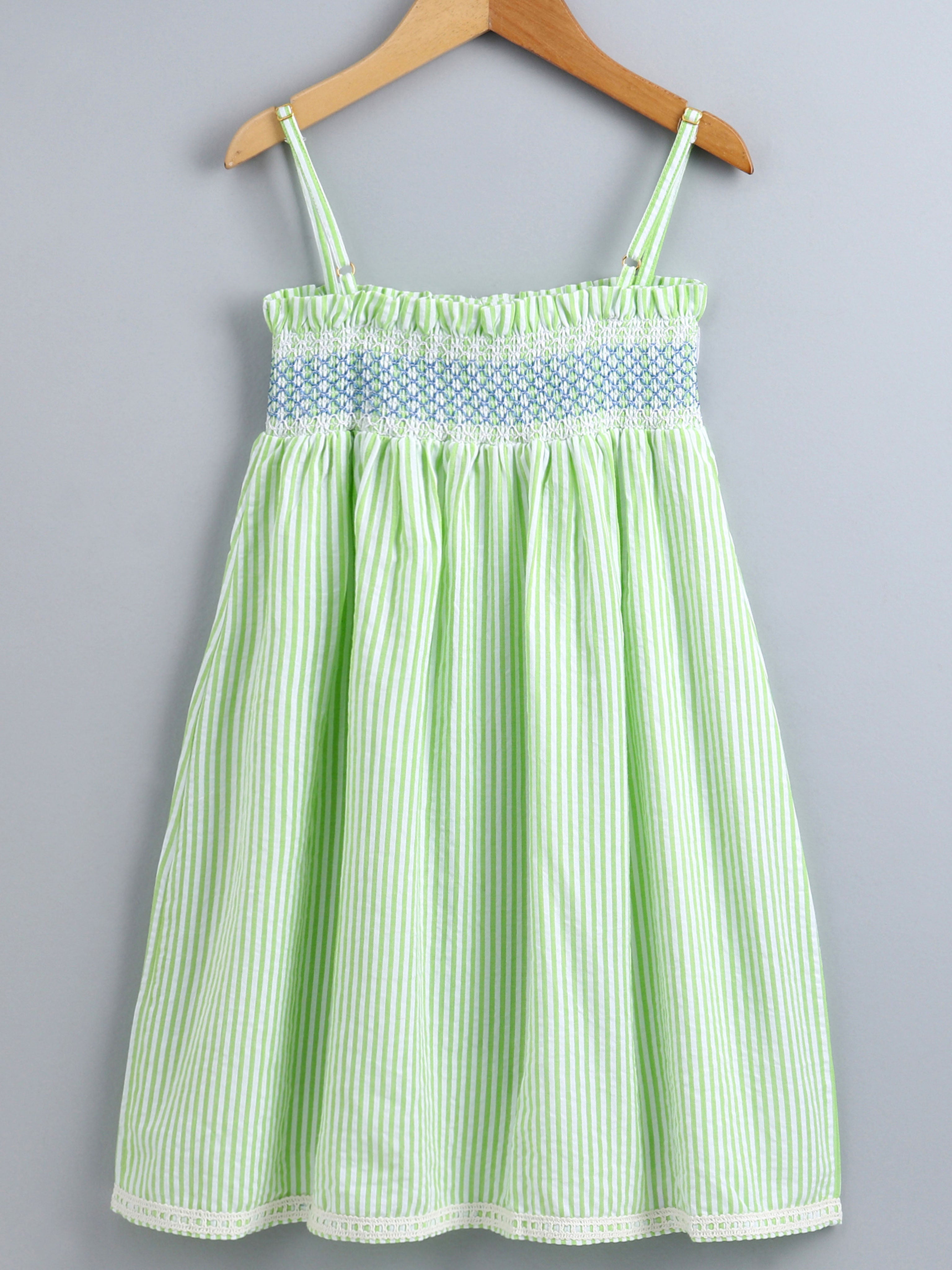 Summer Smocked Strap Dress in Pure Cotton