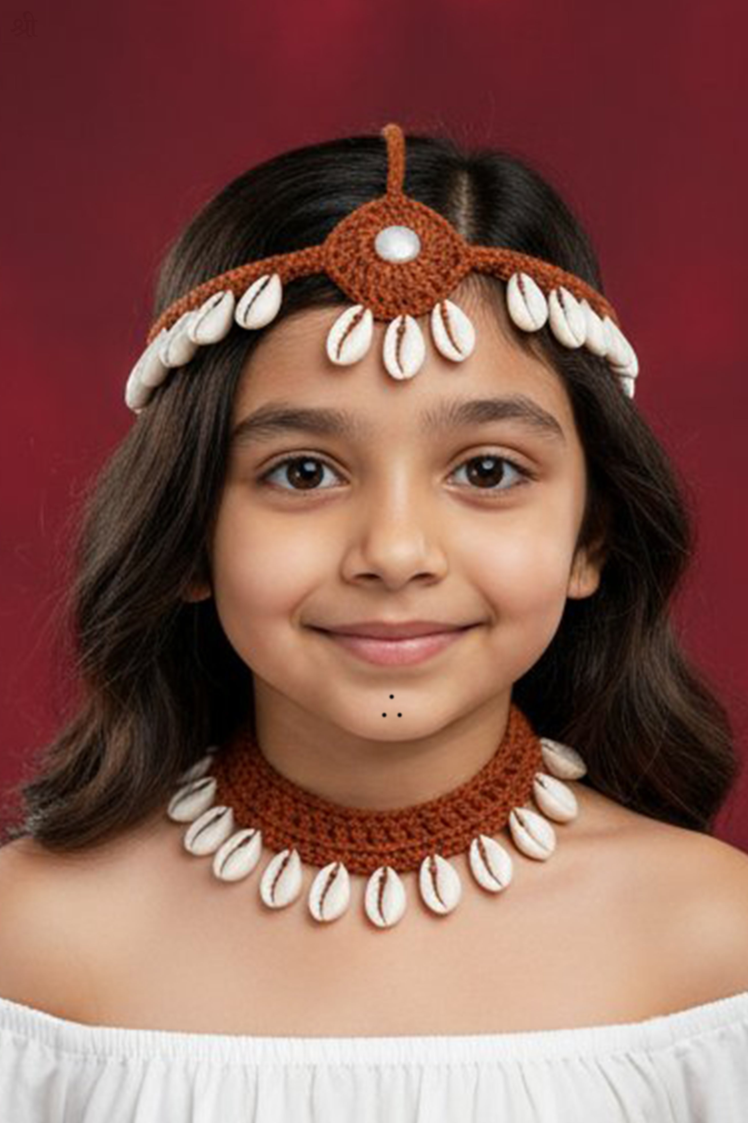 Little Carrot Handmade Crochet Coin Jewelry Set for Girls - Earthy Brown