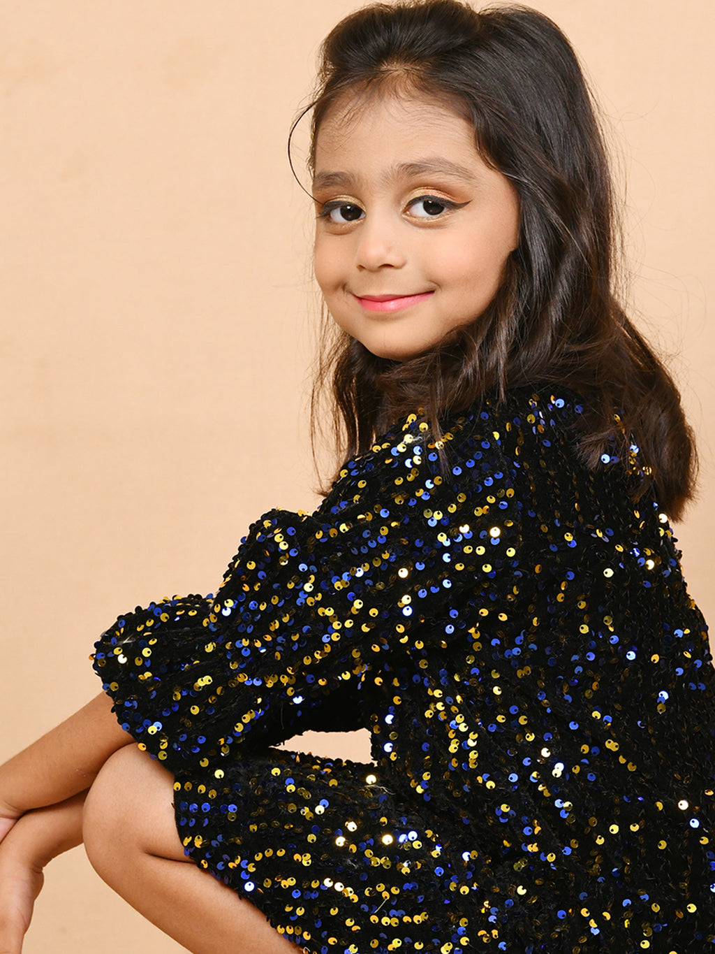 Blue & Gold Sequins Dress