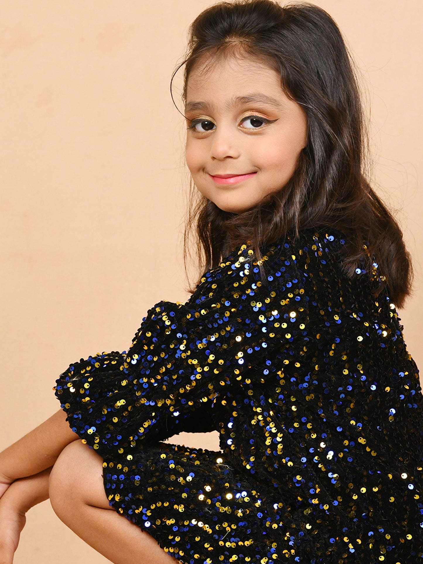 Blue & Gold Sequins Dress