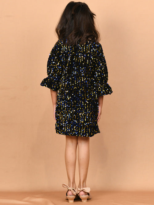 Blue & Gold Sequins Dress