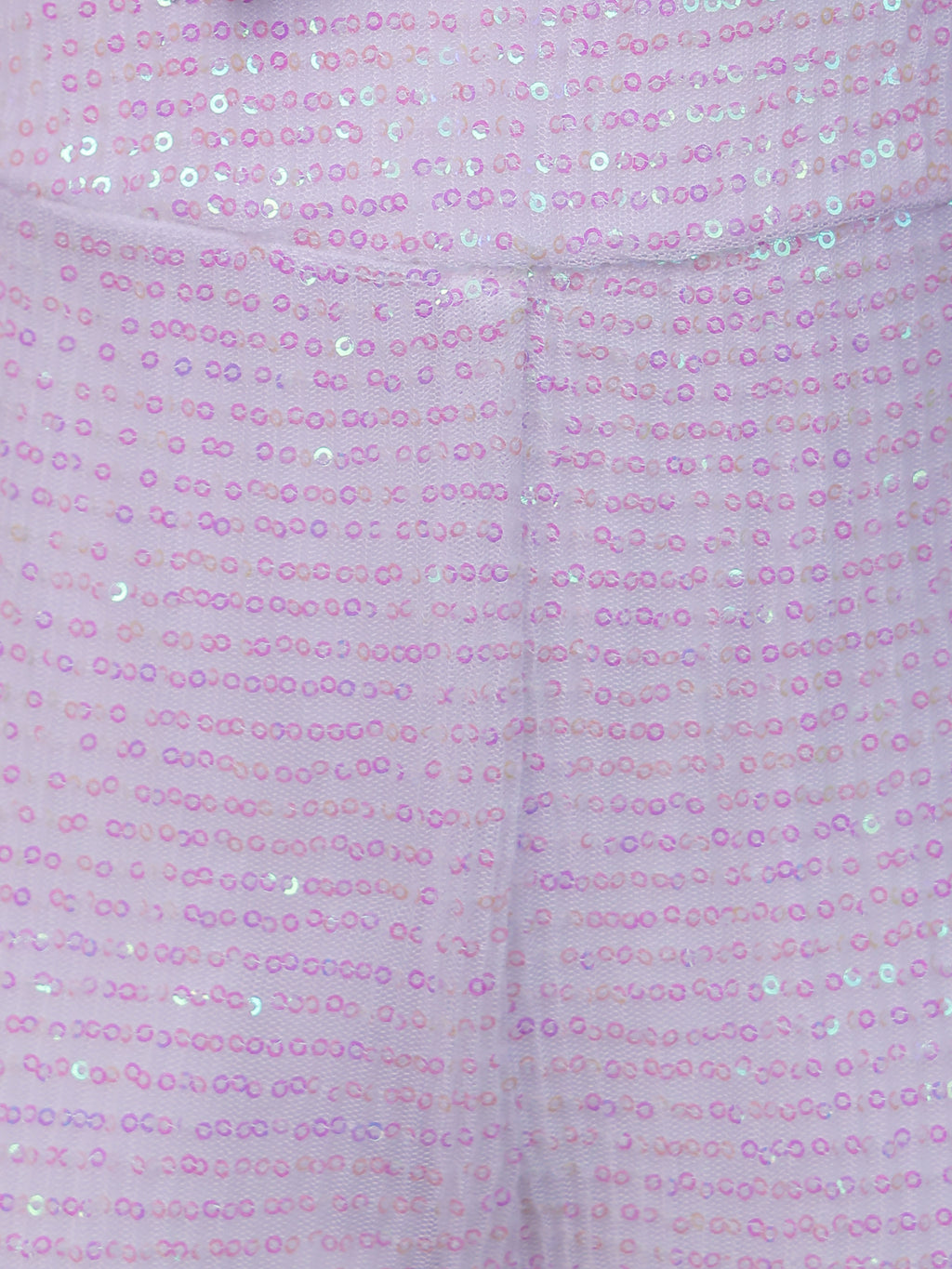Close-up of a White rainbow sequin fabric with a subtle pattern
