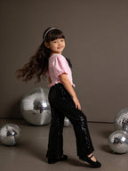 Pink Victorian Top & Sequin Flared Pant Set