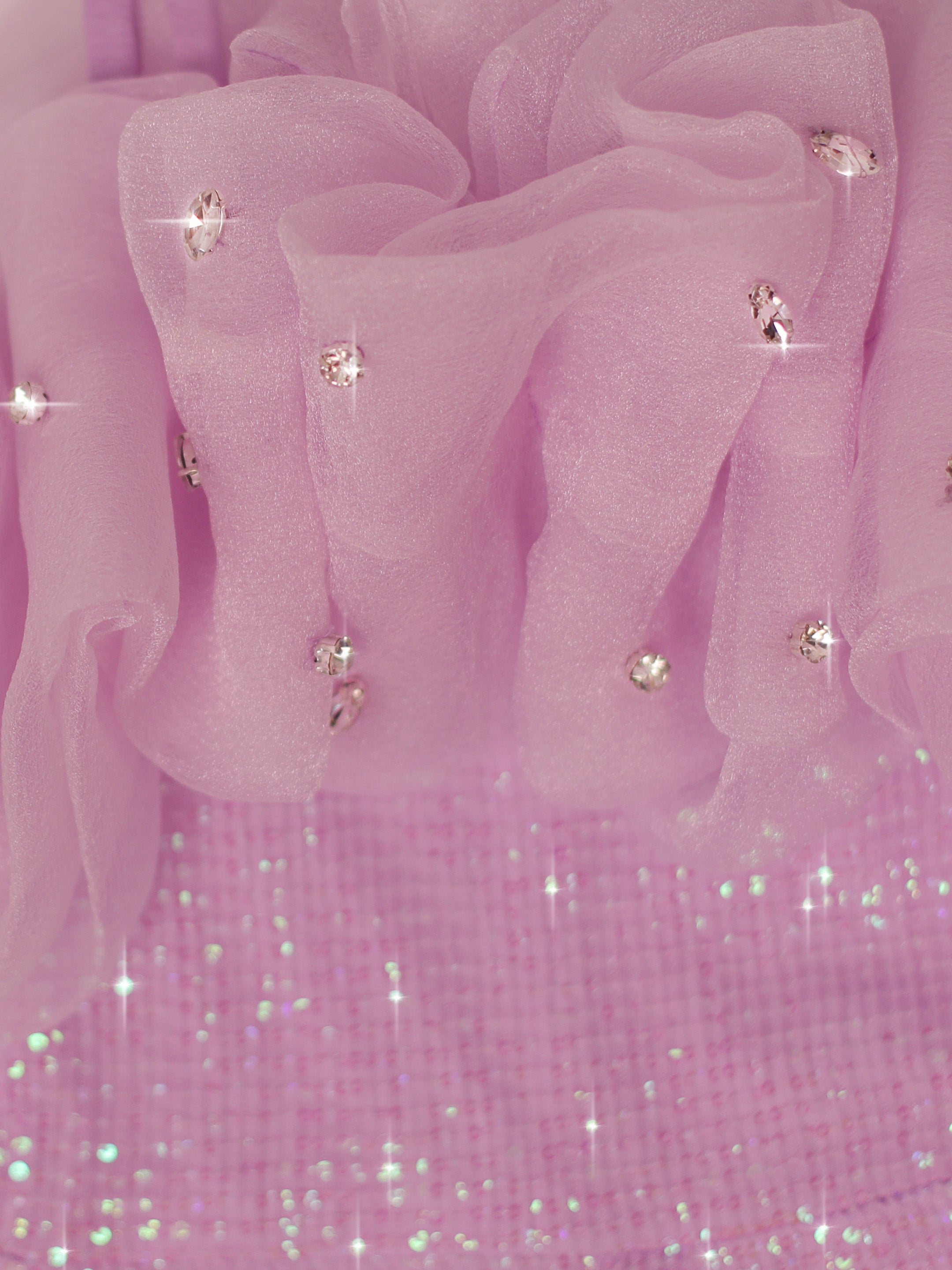 Girls Partywear Sequin Jumpsuit with Stone Embellishments - Lilac