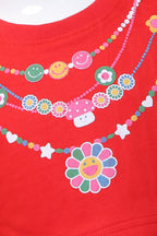 Casual Pure Cotton Red Co-ord Set for Girls | Crop Top & Flared Pants