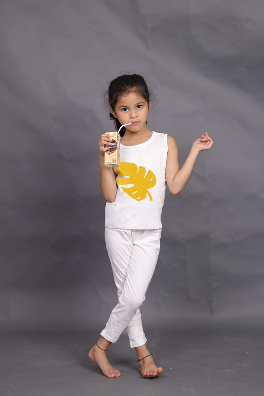 Girls Vest with Leaf Applique