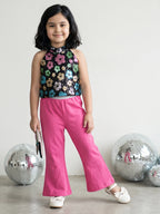 Black Sequins Top with Cotton Pants - Pink -  Pink Skies