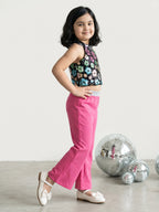 Black Sequins Top with Cotton Pants - Pink -  Pink Skies