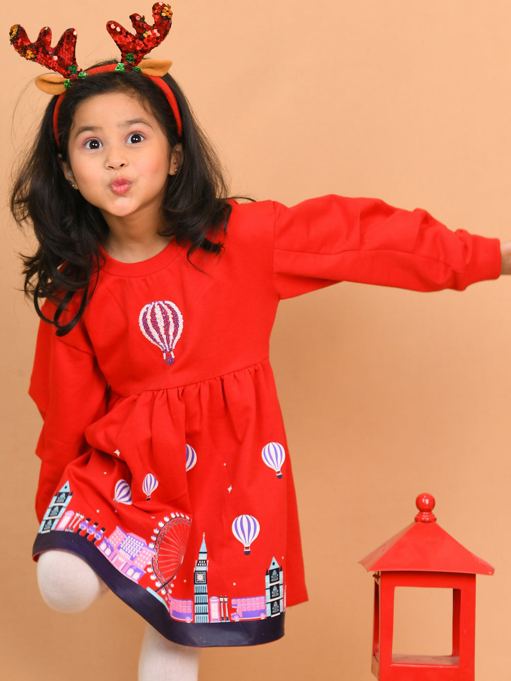 Red London Theme Dress