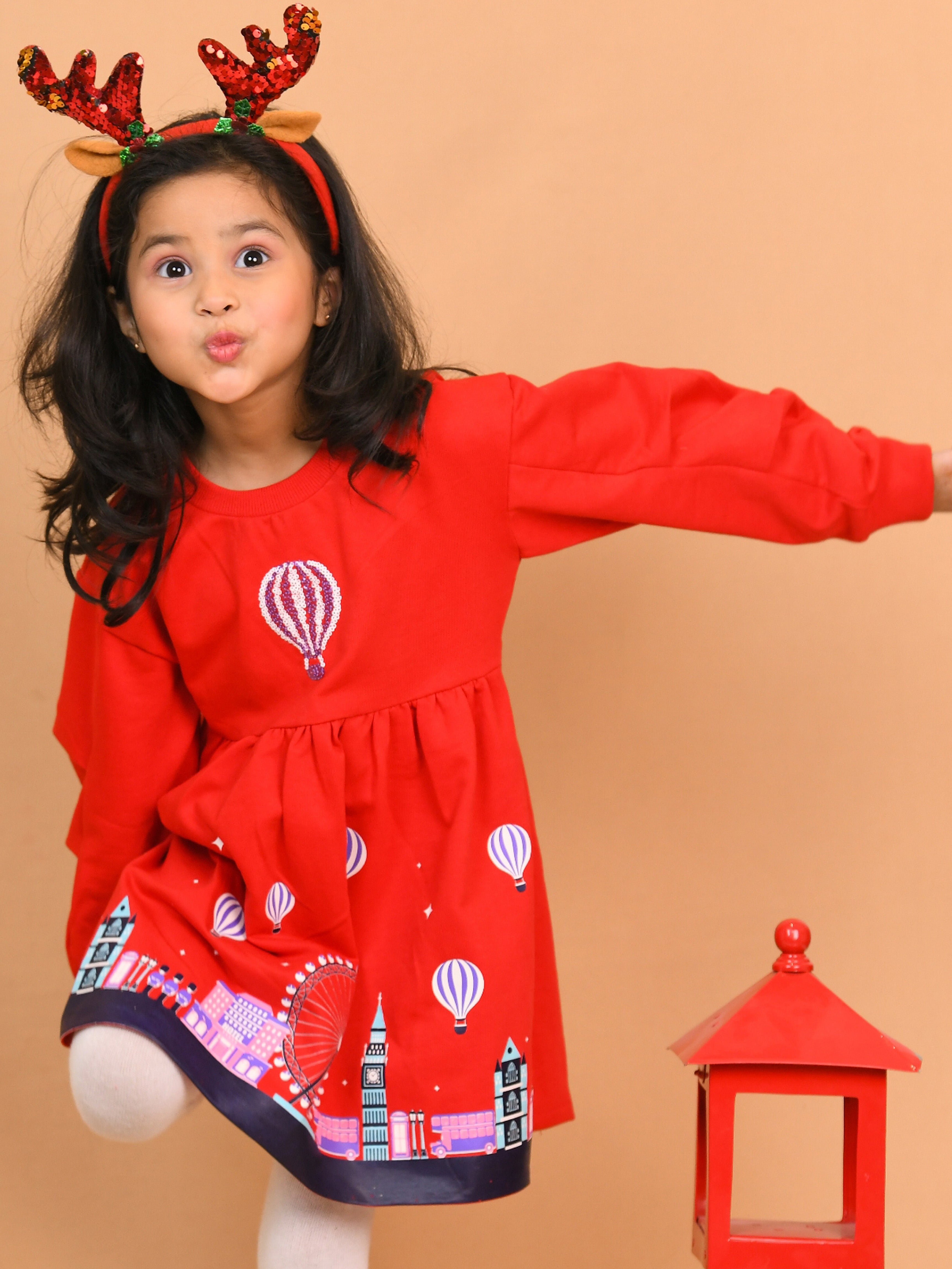 Red London Theme Dress