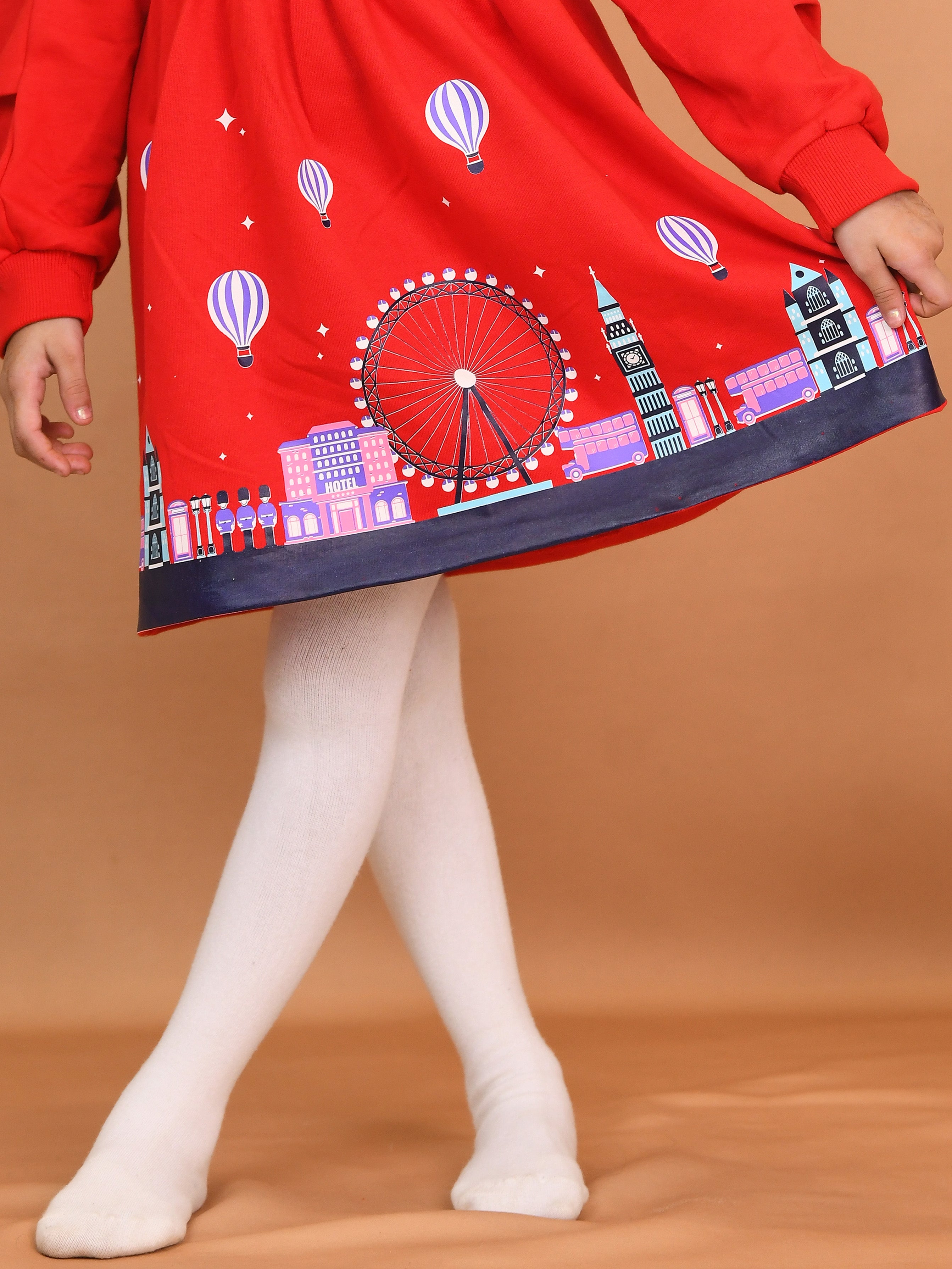 Red London Theme Dress