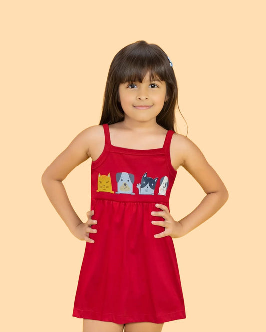 Little Carrot Pure Cotton Summer Strap Dress for Girls