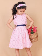 Little Carrot Box Pleated Sleeveless Summer Dress, , premium kids' wear for girls, size 3-4-years.
