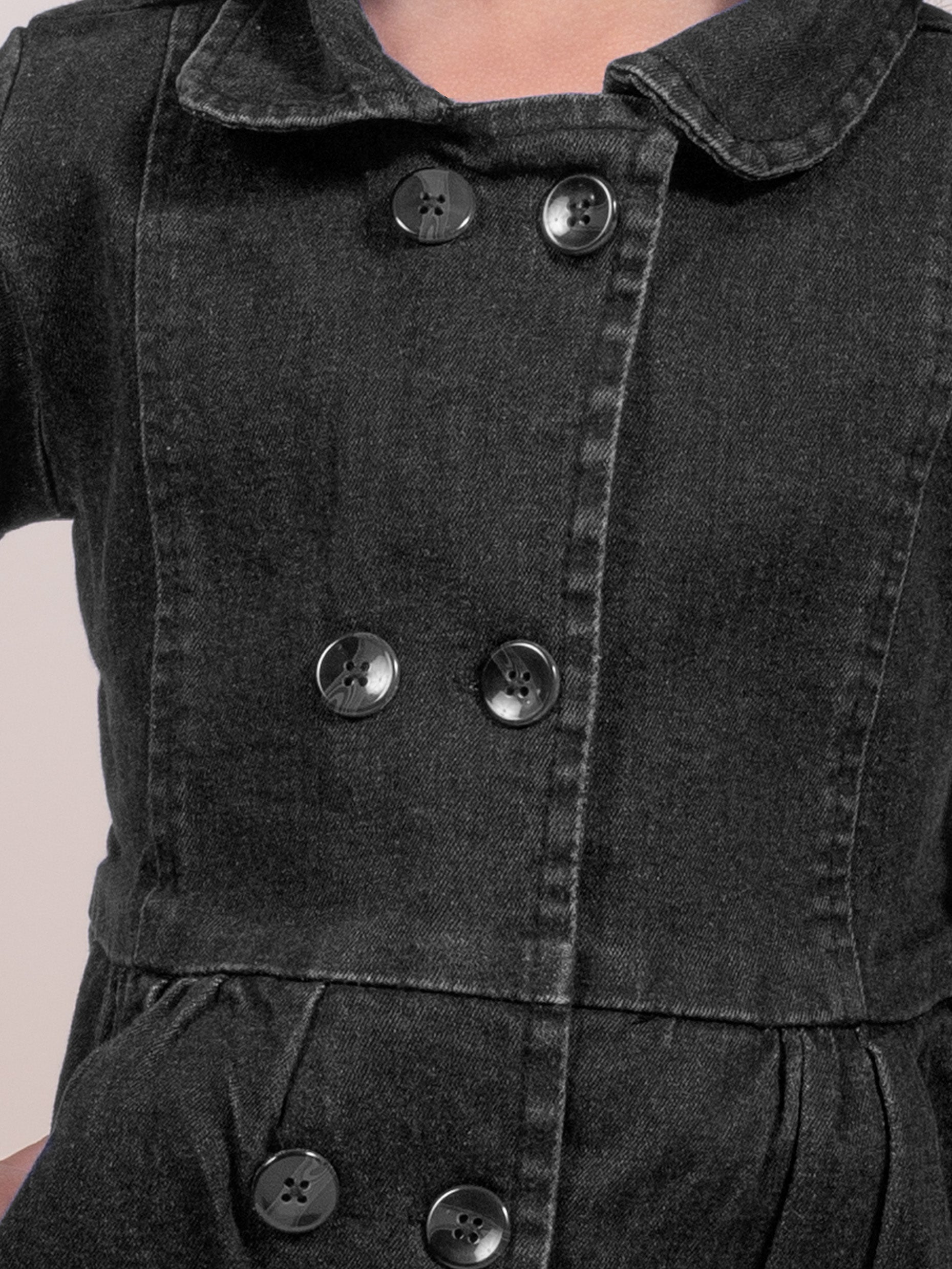 Little Carrot Classic Black Denim Trench Coat, , premium kids' wear for girls, size 5-6-years.