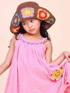 Little Carrot Crochet Patched Balloon Dress, , premium kids' wear for girls, size 4-5-years.