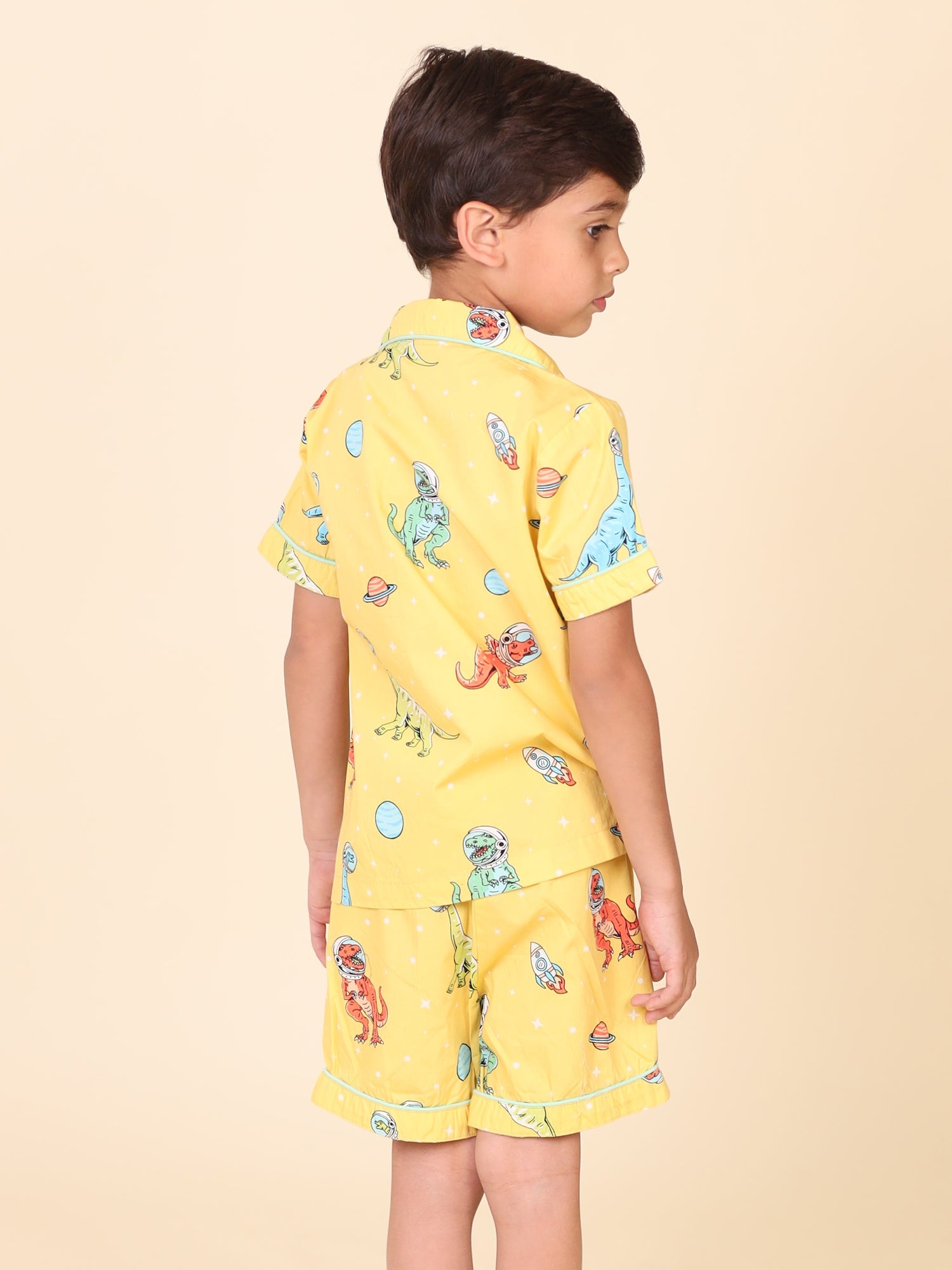 Little Carrot Dino Printed Nightwear Shirt And Shorts Set, , premium kids' wear for girls, size 3-4-years.