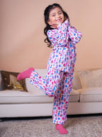 Little Carrot Fish Themed Pure Cotton Lounge Set Night Suit, Animal Print, premium kids' wear for girls, size 2-3-years.