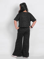 Little Carrot Girls Black Animal Printed Co Ord Set With Butterfly Detailing, , premium kids' wear for girls, size 9-10-years.
