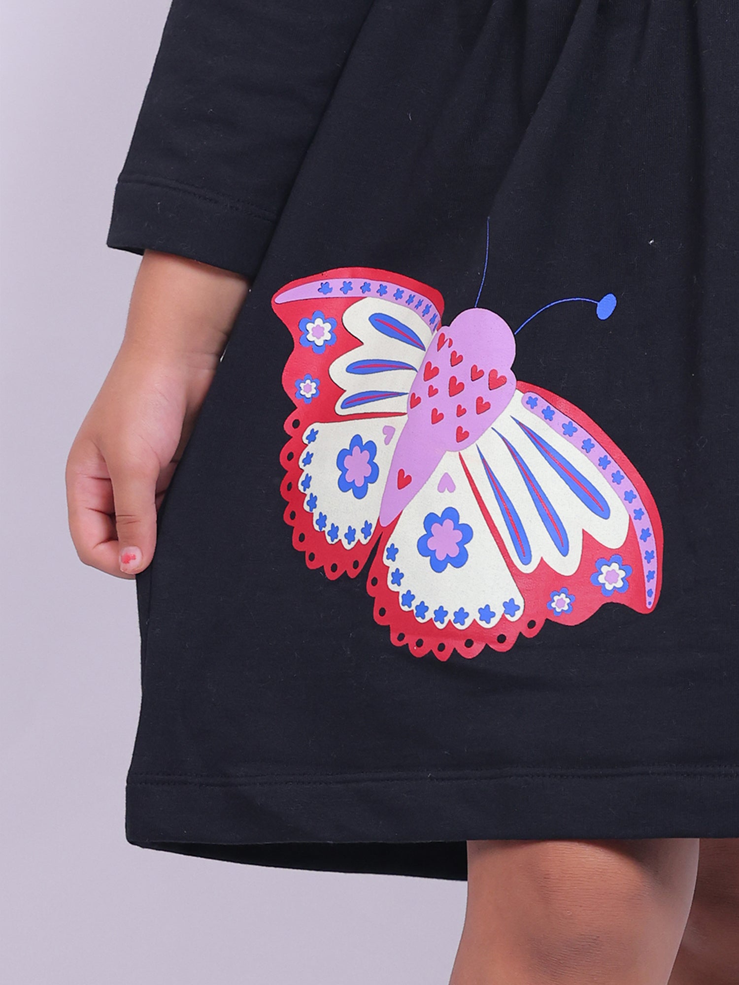 Little Carrot Girls Fine Knits Printed Dress Copy, , premium kids' wear for girls, size 6-7-years.