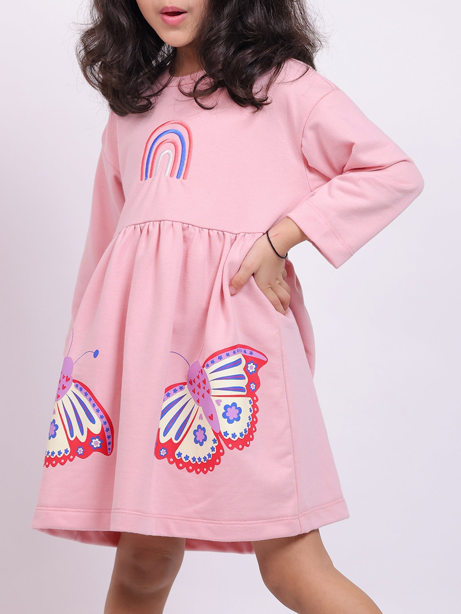 Little Carrot Girls Fine Knits Printed Dress, , premium kids' wear for girls, size 7-8-years.