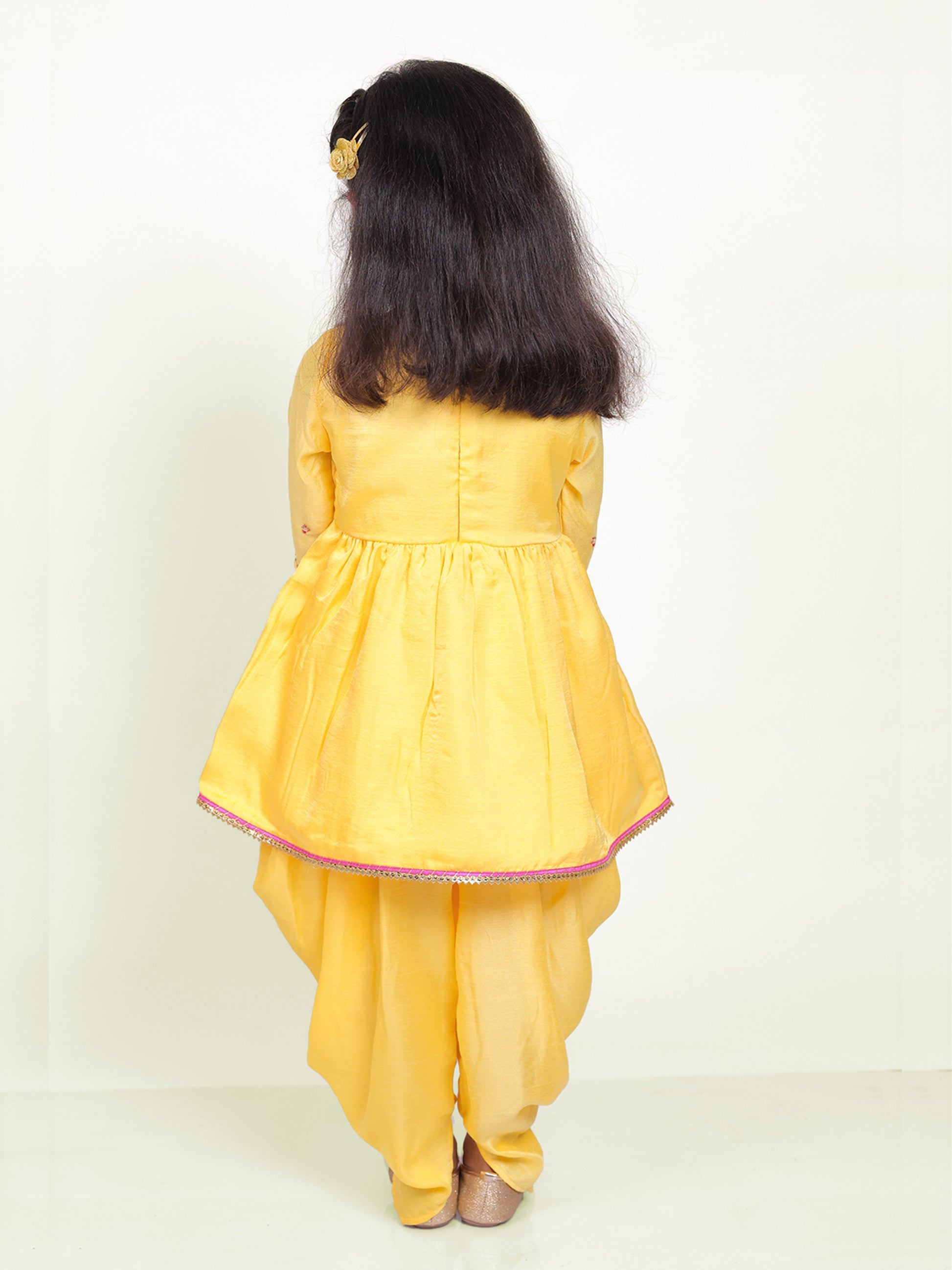 Little Carrot Girls Hand Embroidered Kurta Set With Dhoti Pants 1, , premium kids' wear for girls, size 4-5-years.