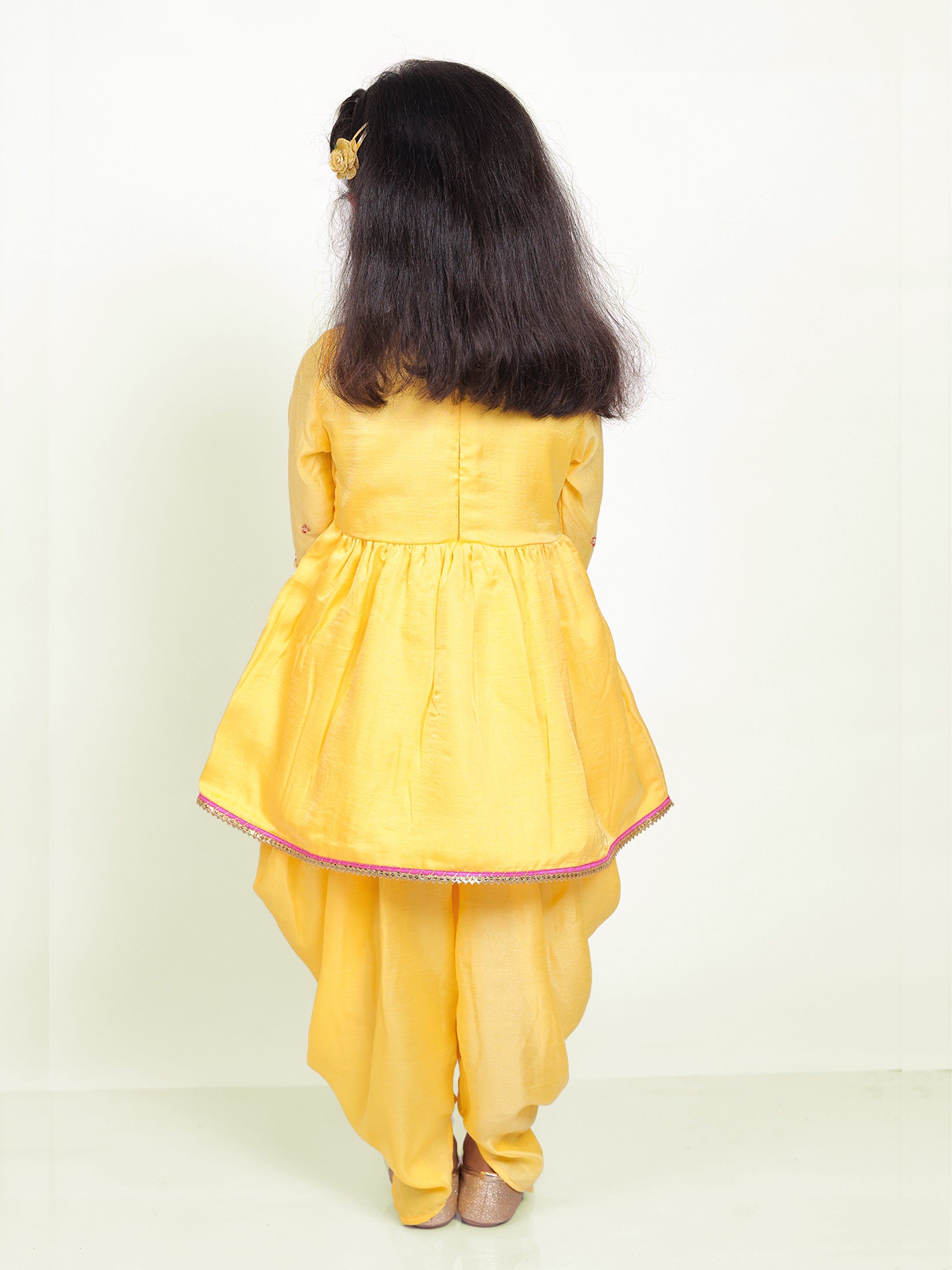 Little Carrot Girls Hand Embroidered Kurta Set With Dhoti Pants 1, , premium kids' wear for girls, size 4-5-years.