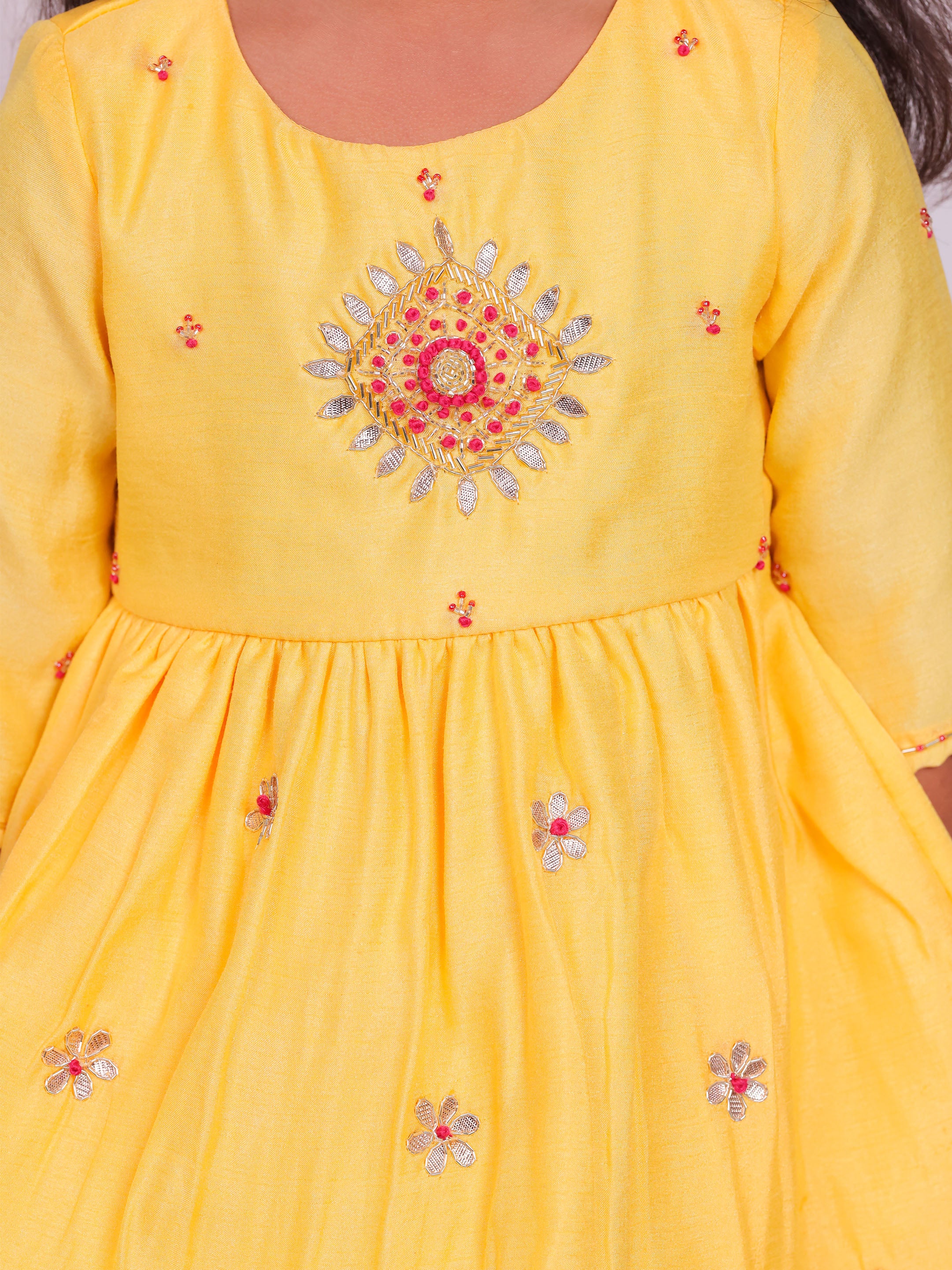 Little Carrot Girls Hand Embroidered Kurta Set With Dhoti Pants 1, , premium kids' wear for girls, size 6-7-years.