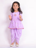 Little Carrot Girls Hand Embroidered Kurta Set With Dhoti Pants Copy, Cotton Lined, premium kids' wear for girls, size 2-3-years.
