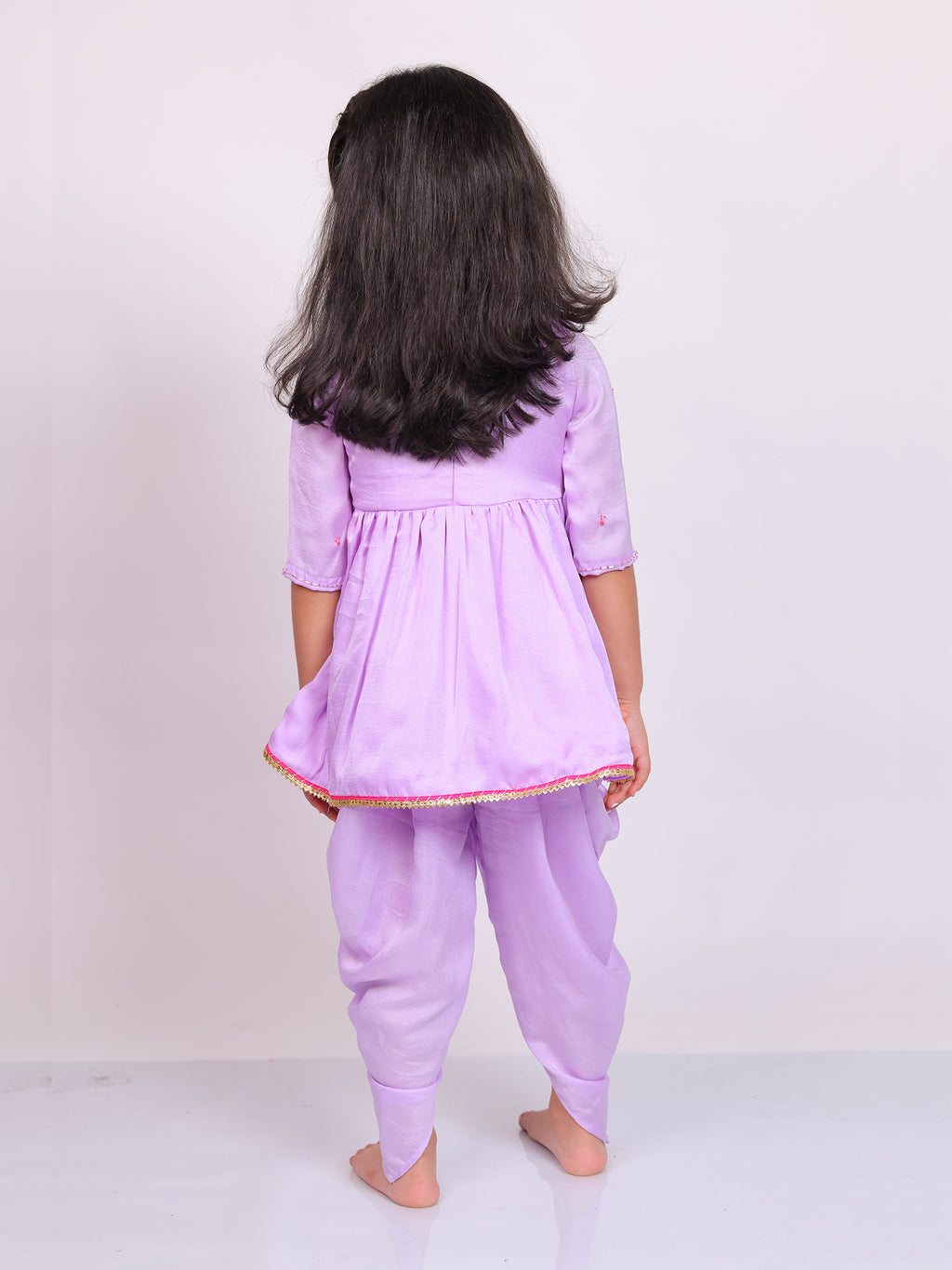 Little Carrot Girls Hand Embroidered Kurta Set With Dhoti Pants Copy, , premium kids' wear for girls, size 4-5-years.