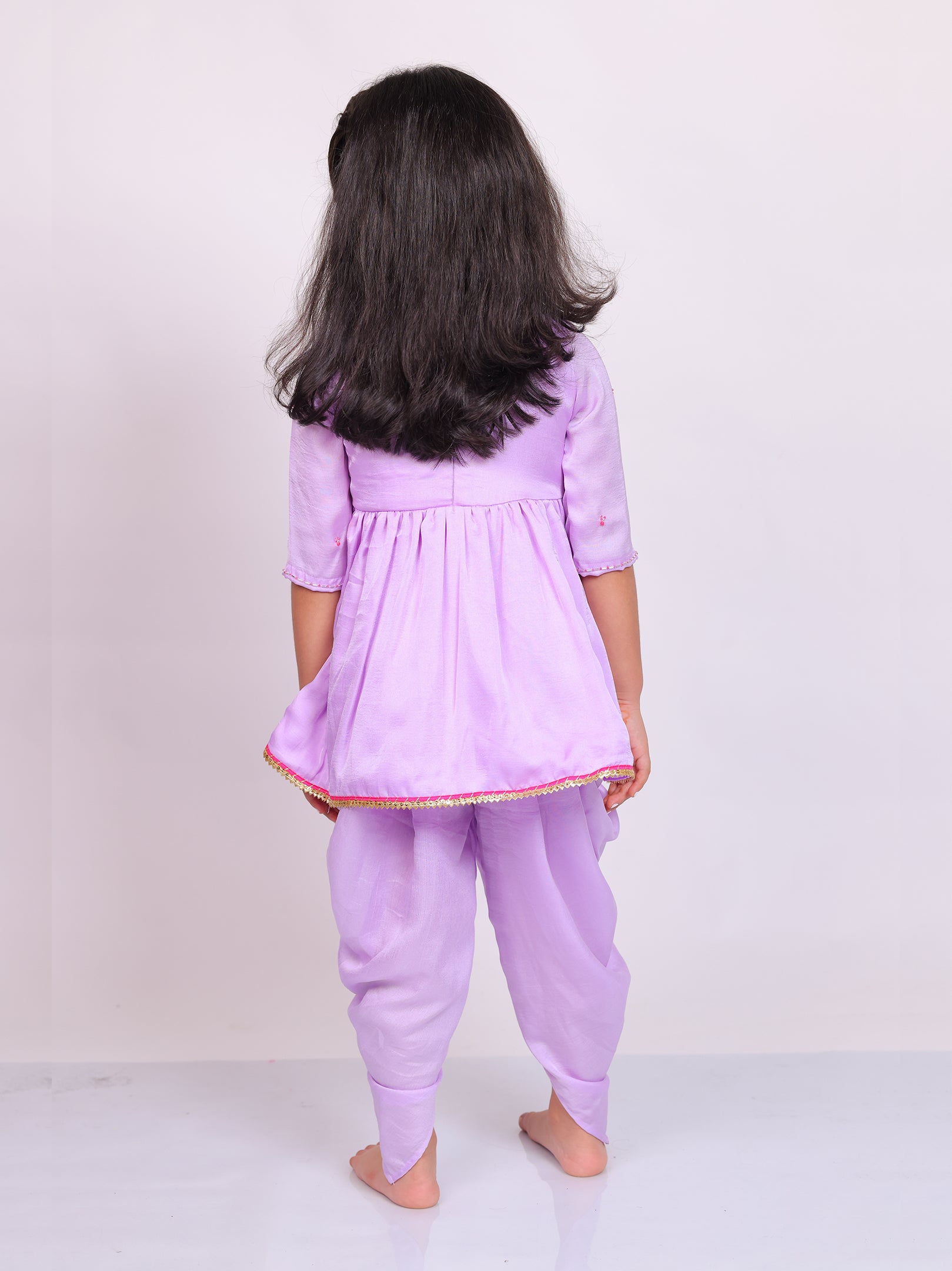 Little Carrot Girls Hand Embroidered Kurta Set With Dhoti Pants Copy, , premium kids' wear for girls, size 4-5-years.