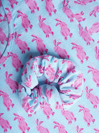 Little Carrot Girls Rabbit Printed Cotton Loungewear Set With Frill Detailing, , premium kids' wear for girls, size 5-6 years.