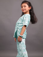 Little Carrot Girls Textured Velvet Clothing Set With Bow Accents Matching Scrunchie, , premium kids' wear for girls, size 5-6-years.