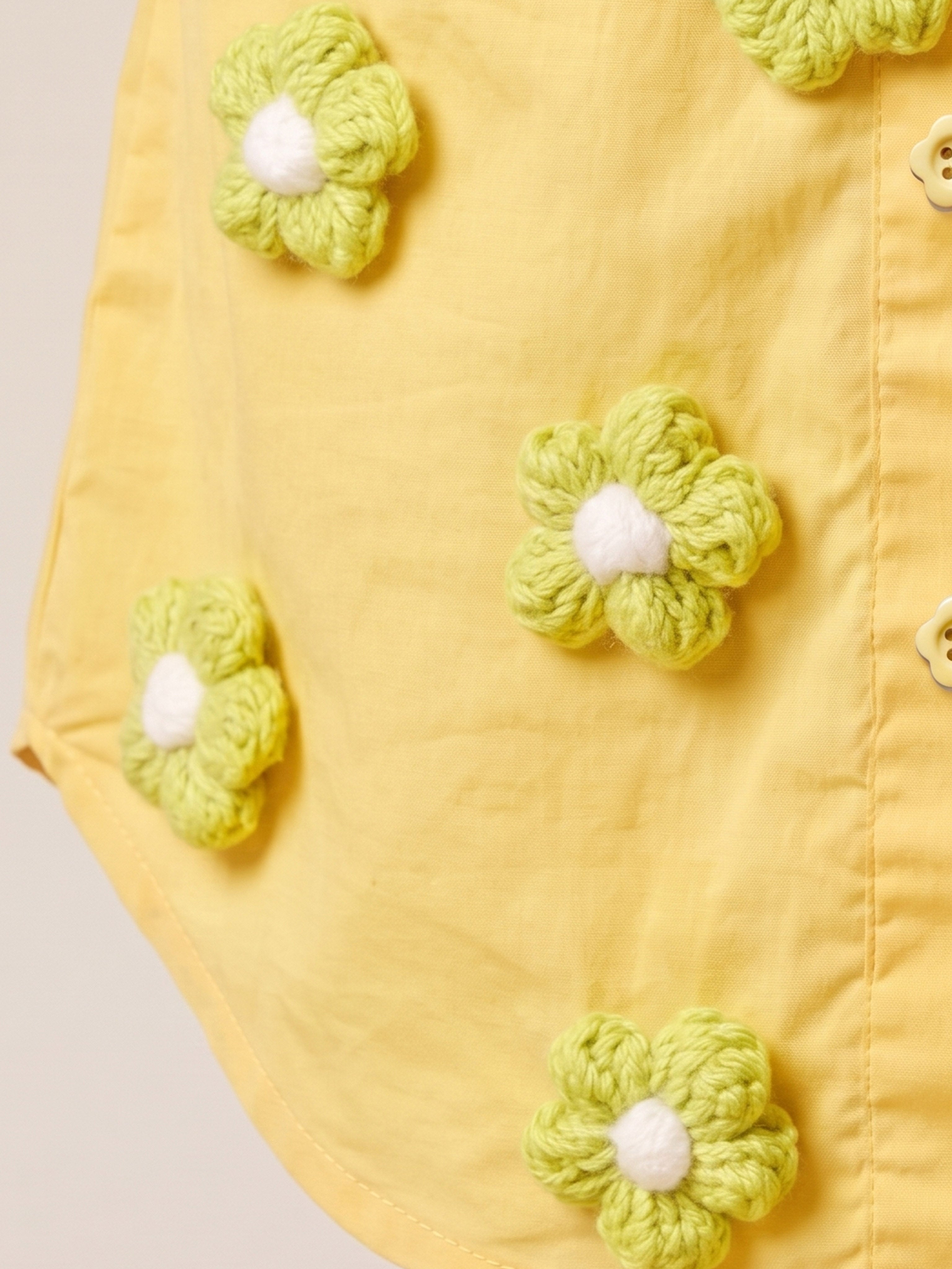 Flower Detailing of Little Carrot yellow cototn dress