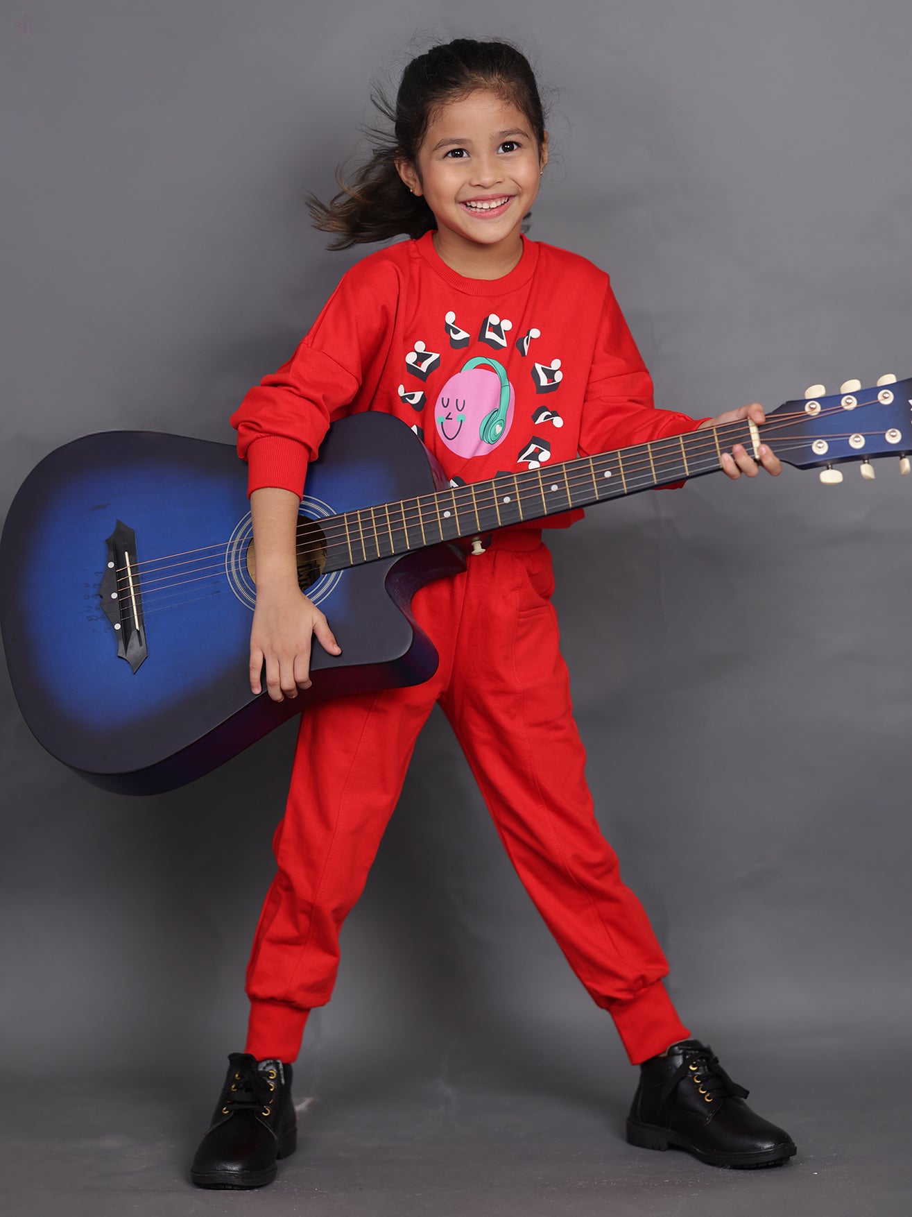 Little Carrot Music Themed Pure Cotton Winter Cord Set, Airport Look, premium kids' wear for girls, size 5-6-years.