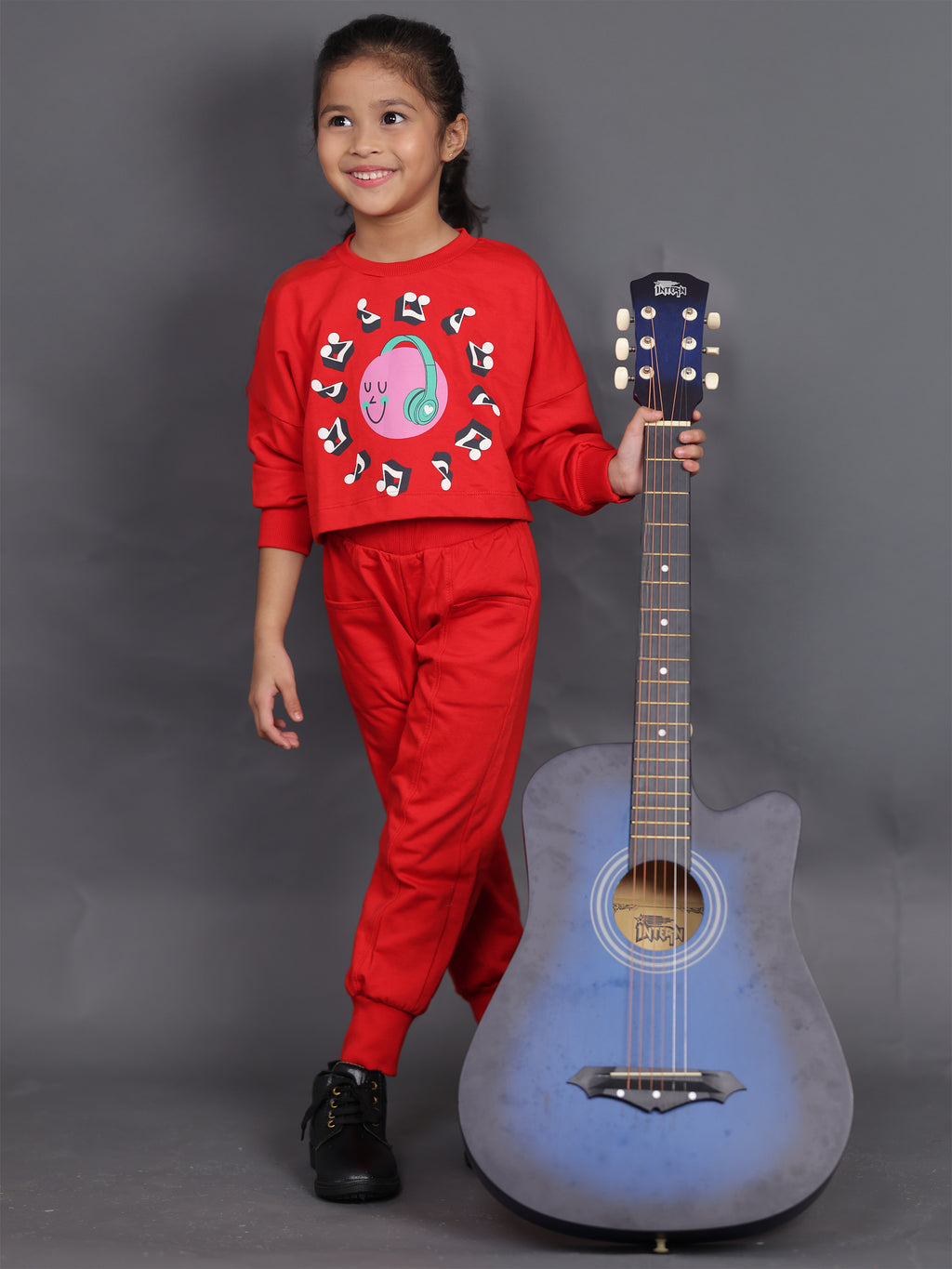 Little Carrot Music Themed Pure Cotton Winter Cord Set, , premium kids' wear for girls, size 7-8-years.