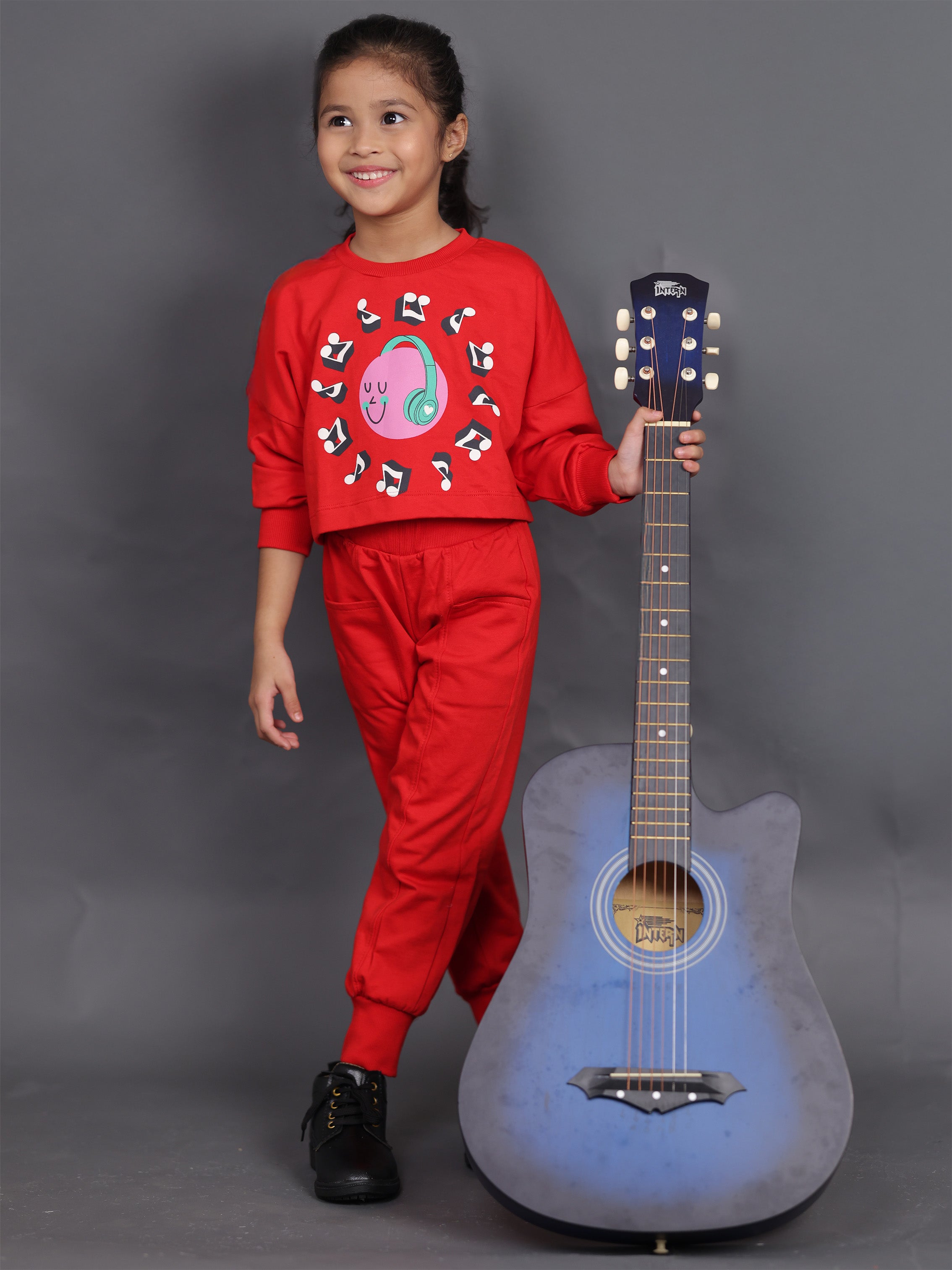 Little Carrot Music Themed Pure Cotton Winter Cord Set, , premium kids' wear for girls, size 7-8-years.