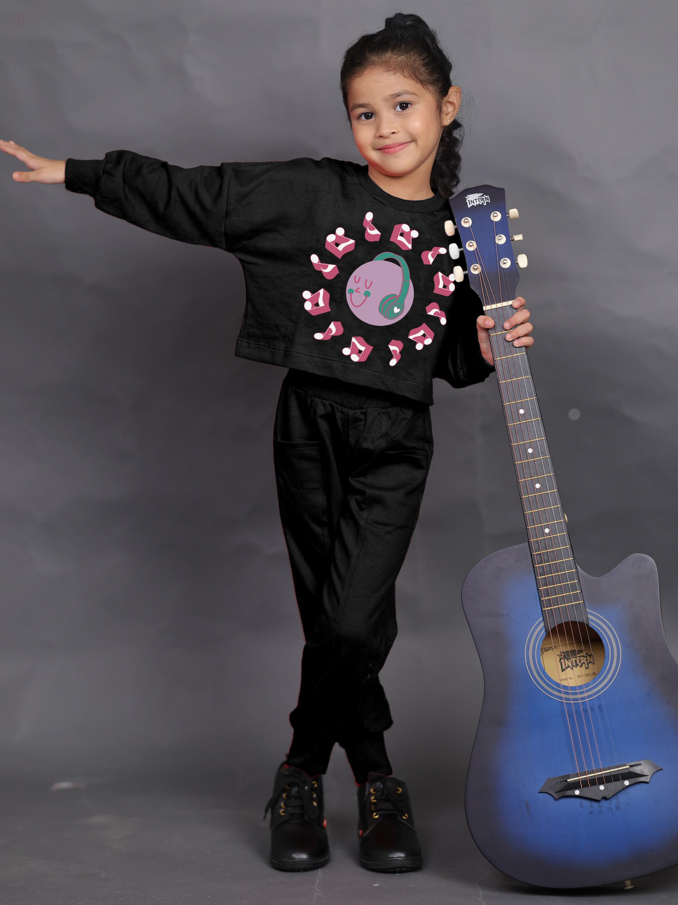 Little Carrot Music Themed Pure Cotton Winter Cord Set Copy, Airport Look, premium kids' wear for girls, size 5-6-years.